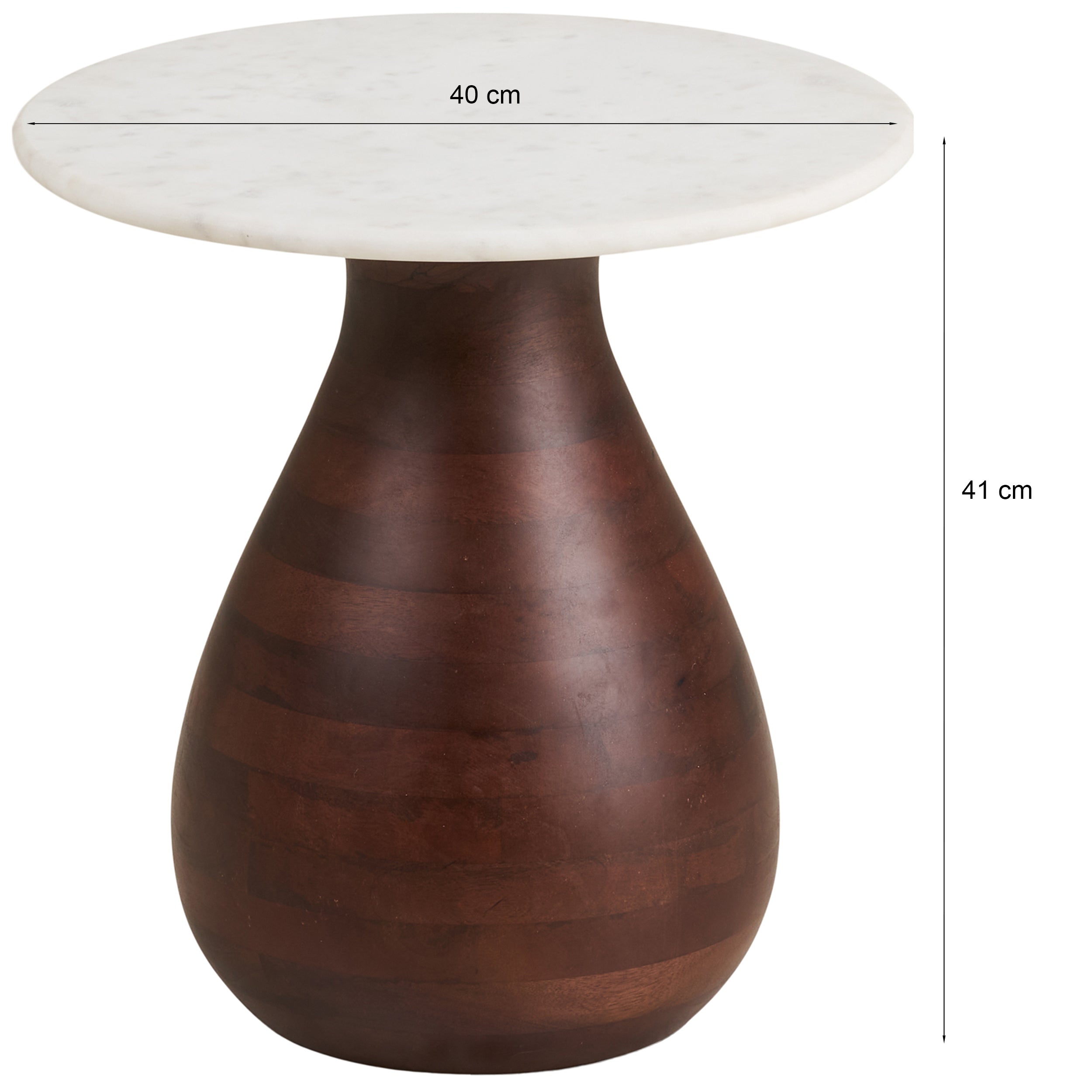 Stolik kawowy Heide okrągły 40 cm drewno mango marmurowy blat