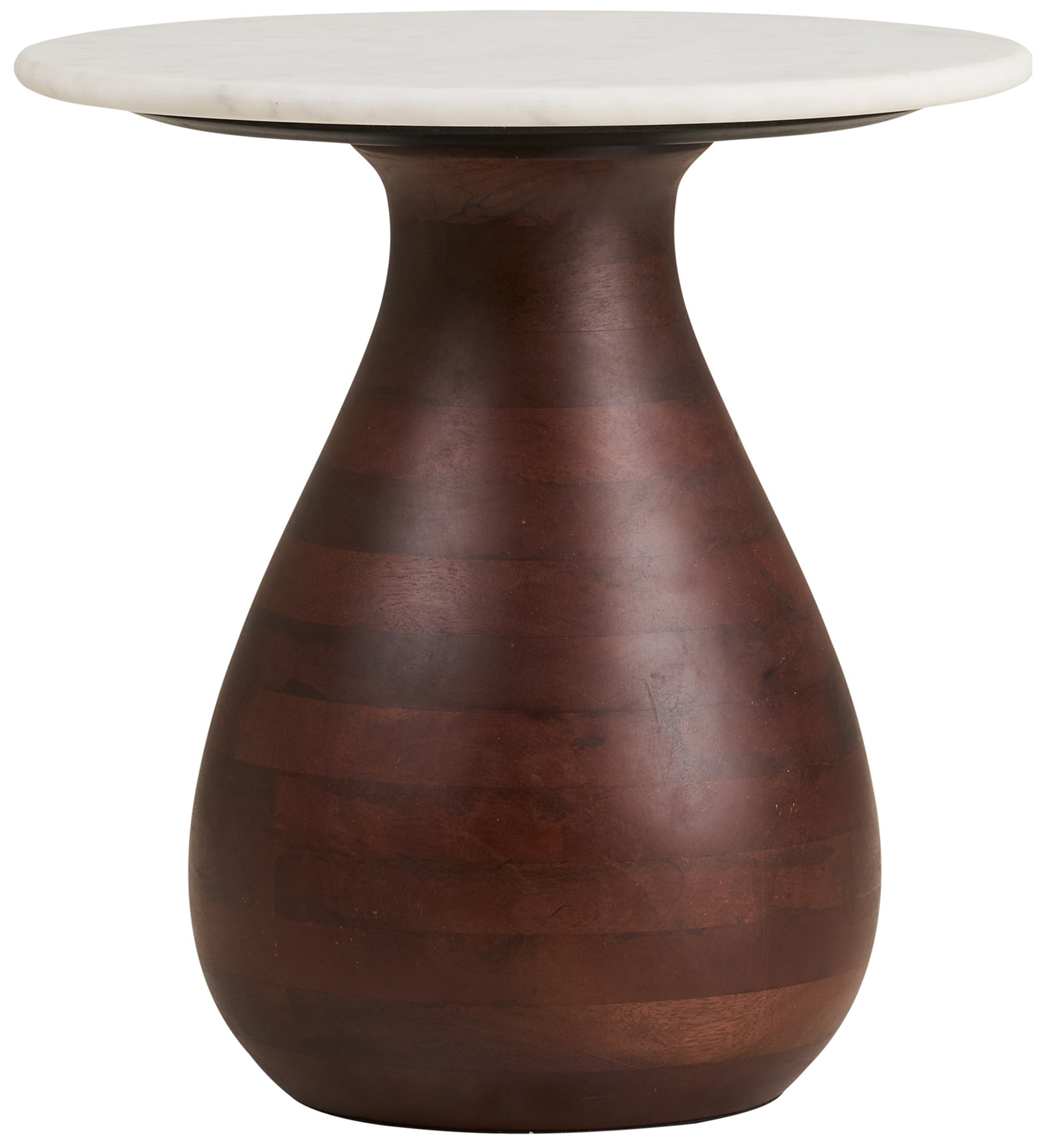 Stolik kawowy Heide okrągły 40 cm drewno mango marmurowy blat