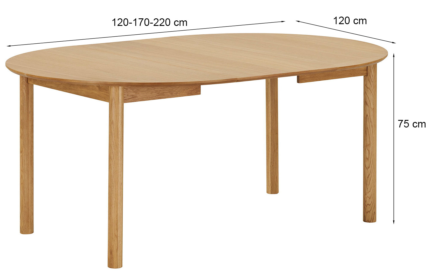 Stół rozkładany do jadalni Bundaberg 120-220x120 cm dąb naturalny fornir