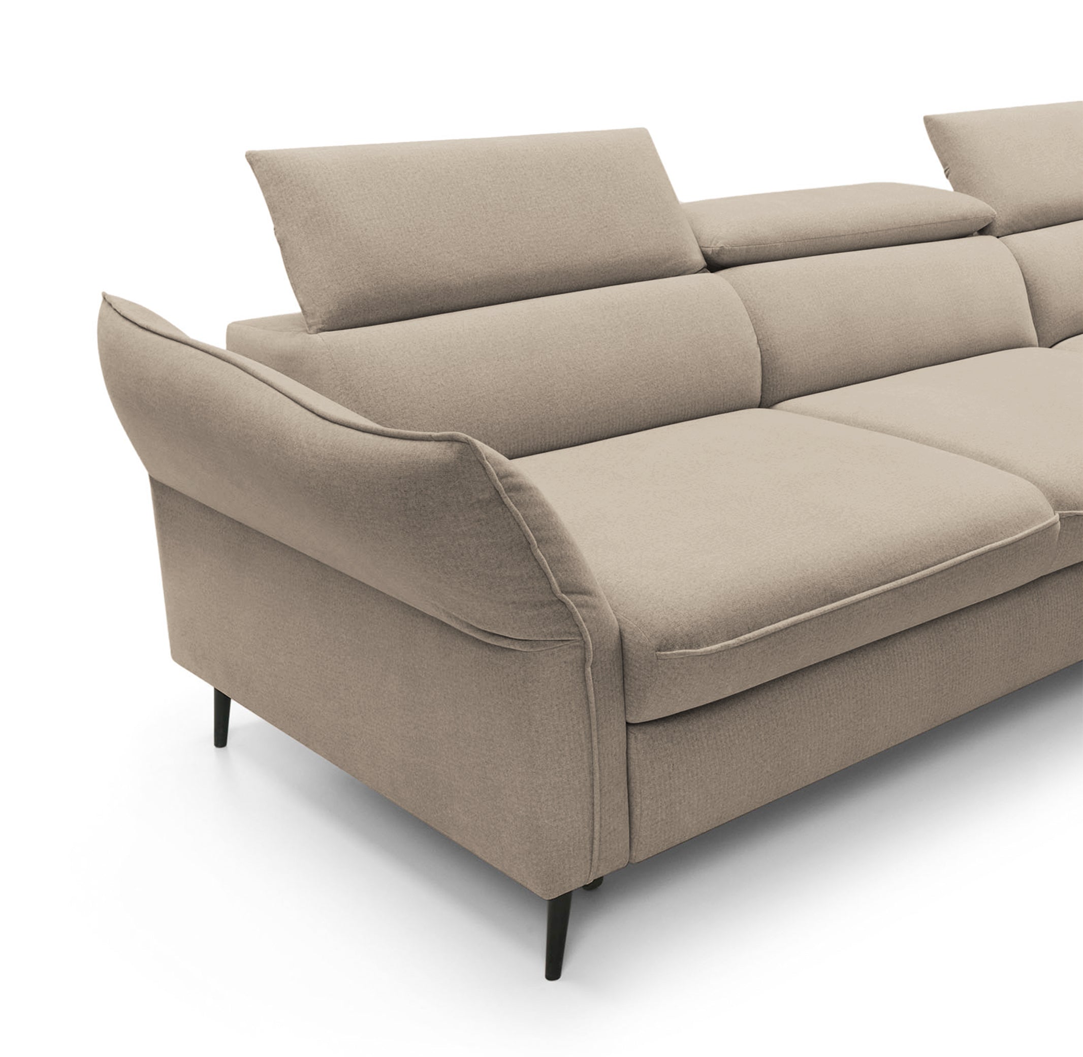 Narożnik z funkcją spania Beira z pojemnikiem beżowy prawostronny