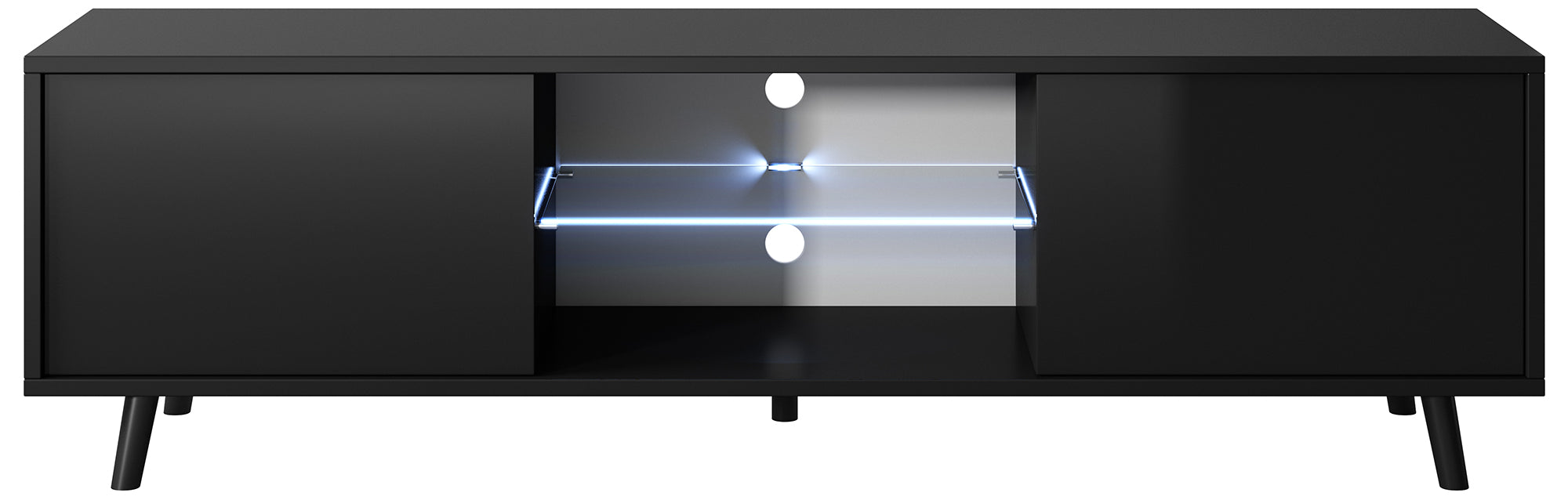 Szafka RTV Lefyr 140 cm Czarny mat / Czarny połysk