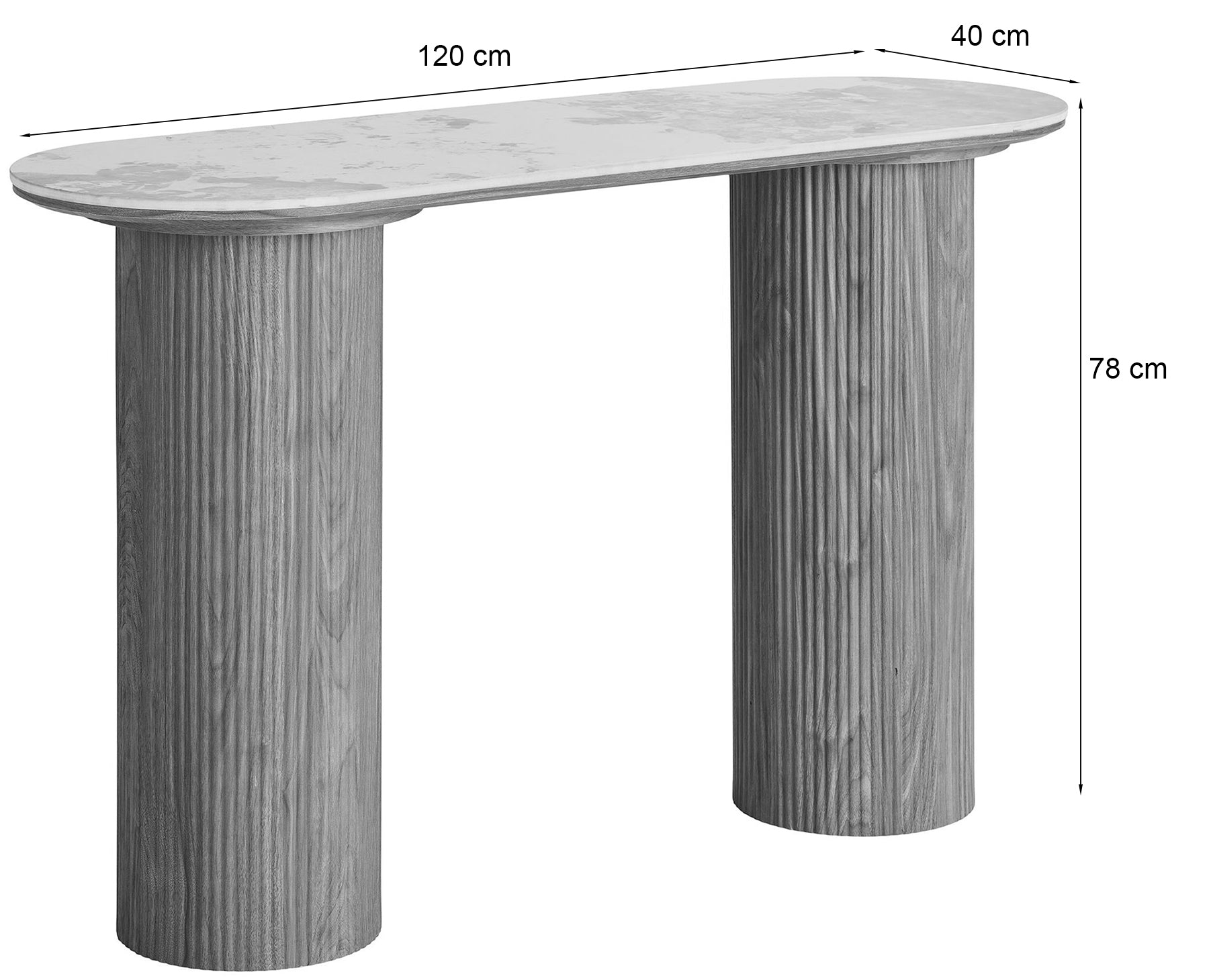 Konsola Athens 120 cm lamele jasny orzech ceramiczny blat