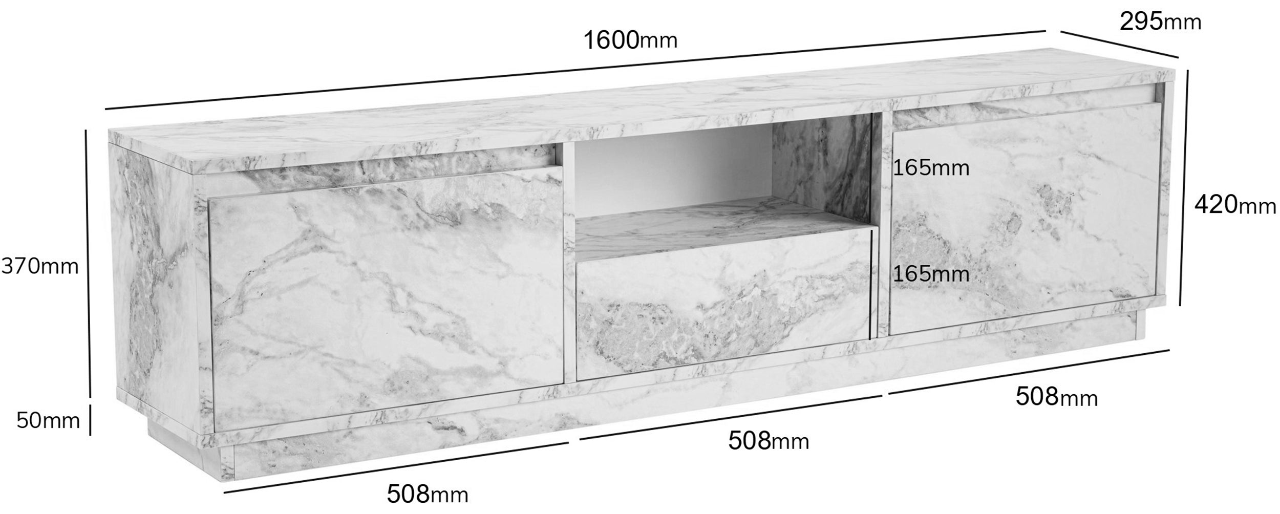 Szafka RTV Vanguard 160 cm biały marmur