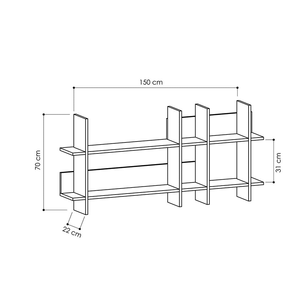 Półka na ścianę Benode dwupoziomowa biała 150 cm