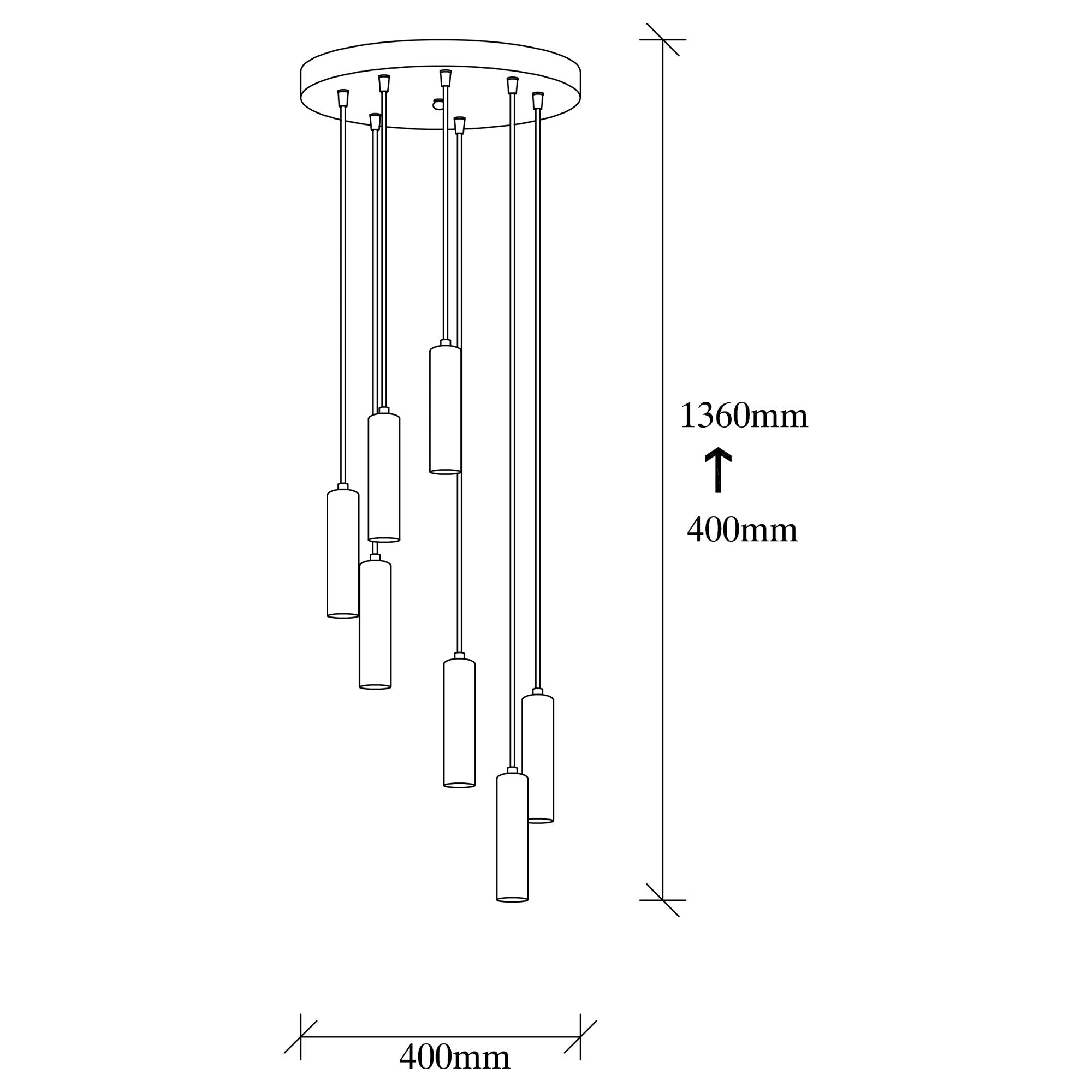 Lampa wisząca Thestly x7 czarno-złota