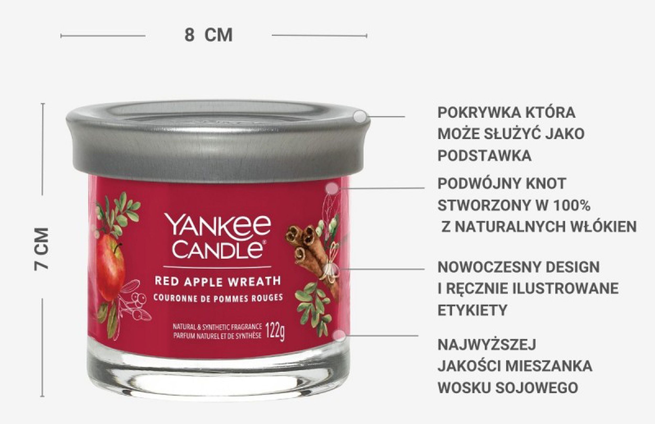 Świeca zapachowa Yankee Candle Red Apple Wreath 122 g