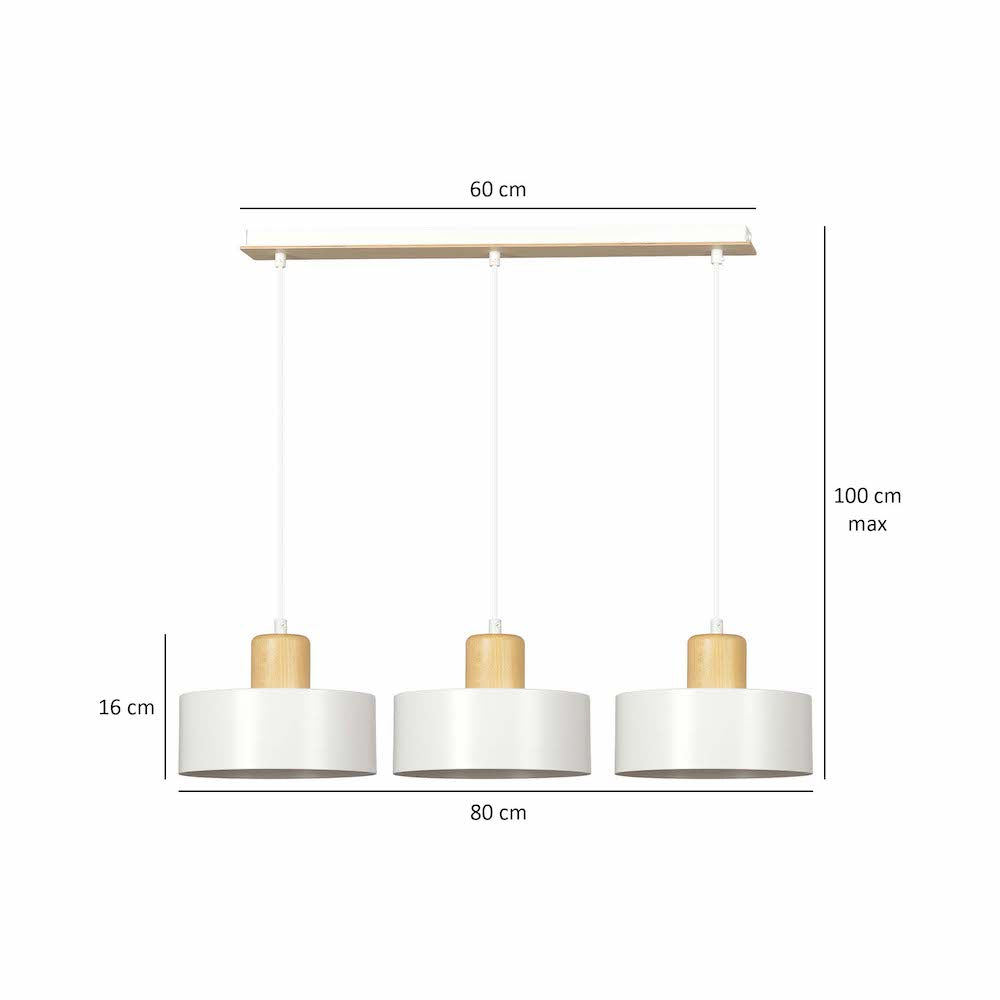Lampa wisząca Torie x3 80 cm biała