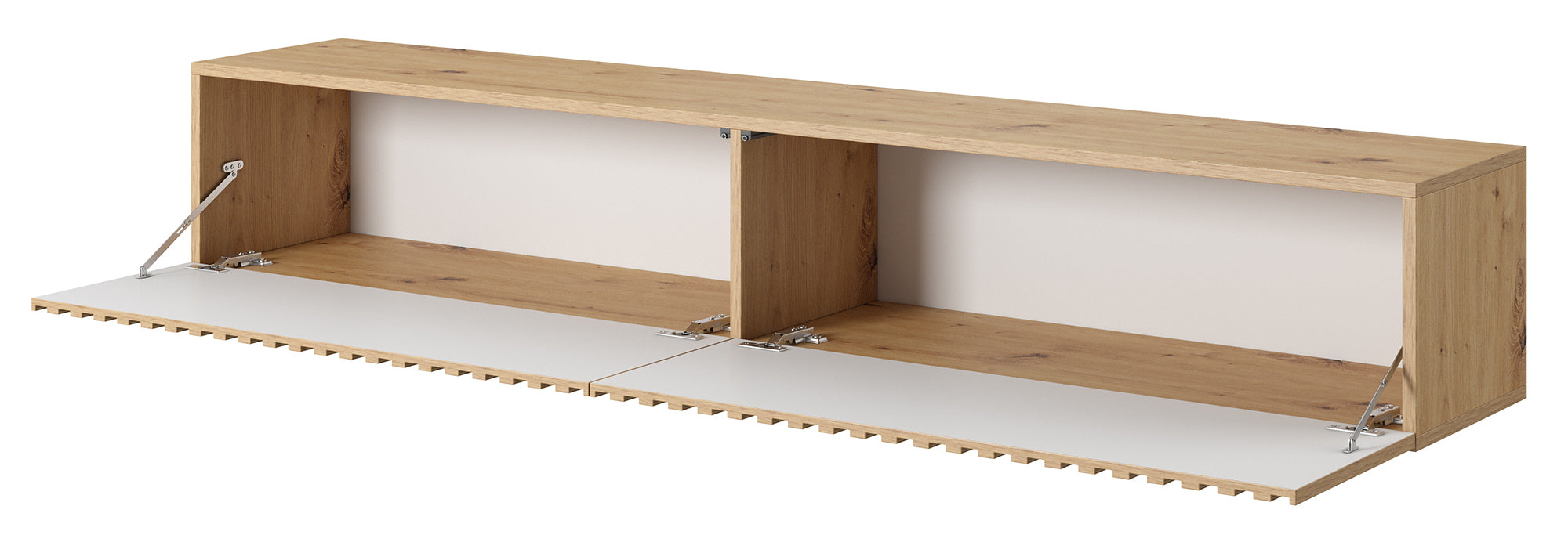 Szafka RTV Telire 175 cm dąb artisan lamele z czarnymi wstawkami