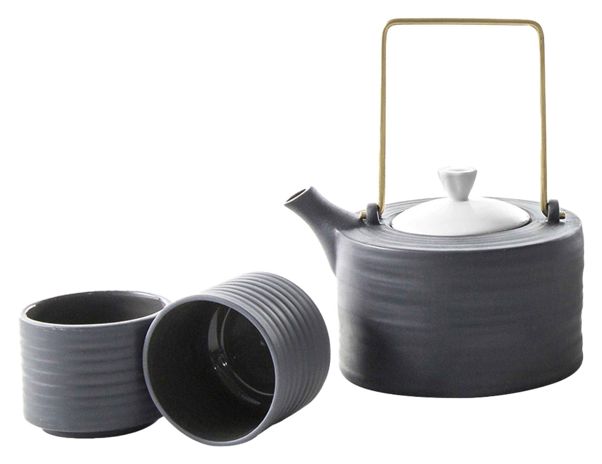 Zestaw do herbaty porcelanowy Toczony czarny