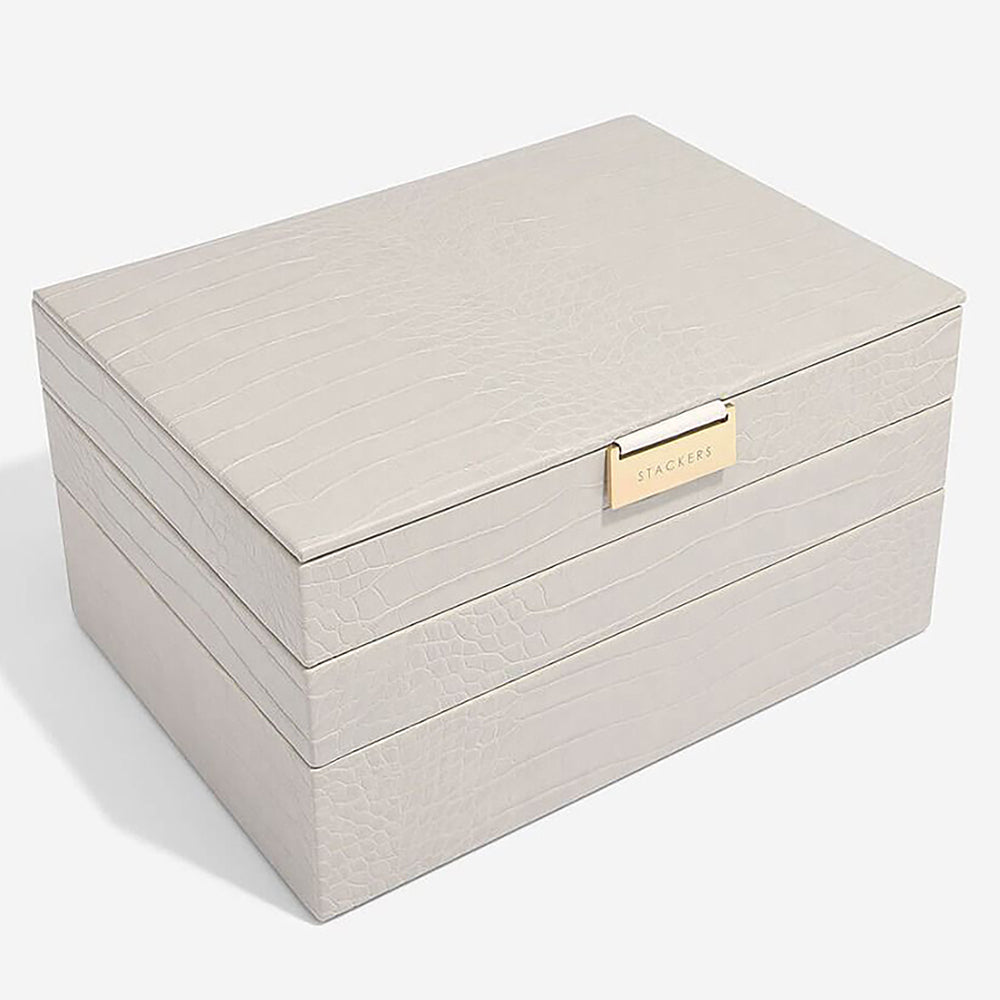 Szkatułka na biżuterię Classic jewellery Box beżowa z wytłaczanym wzorem