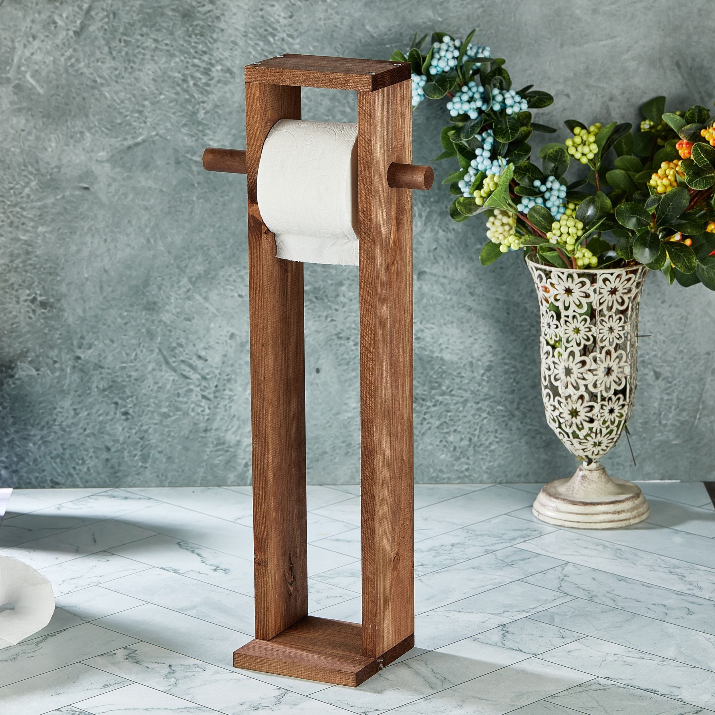 Stojak na papier toaletowy Fullion 61 cm drewniany