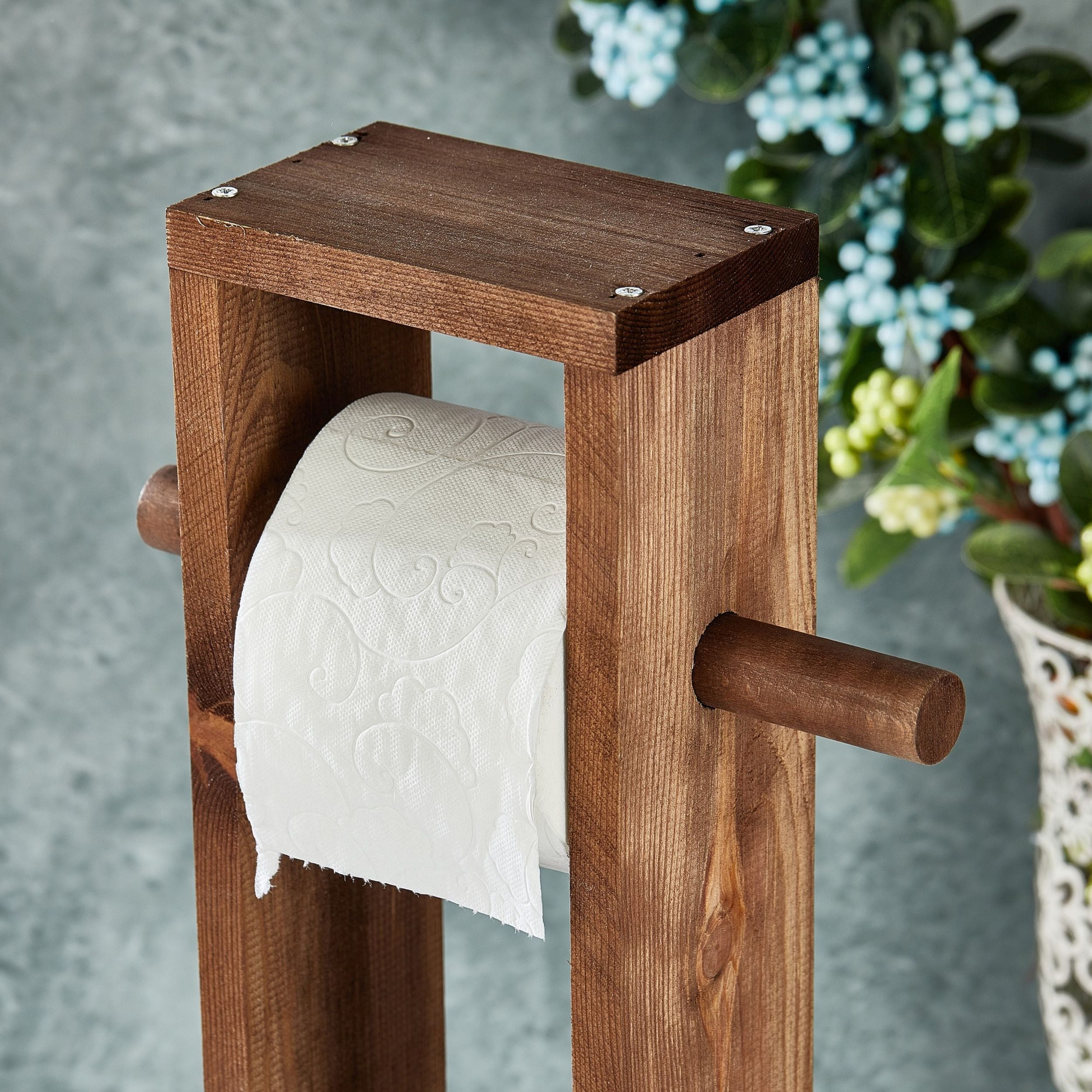 Stojak na papier toaletowy Fullion 61 cm drewniany