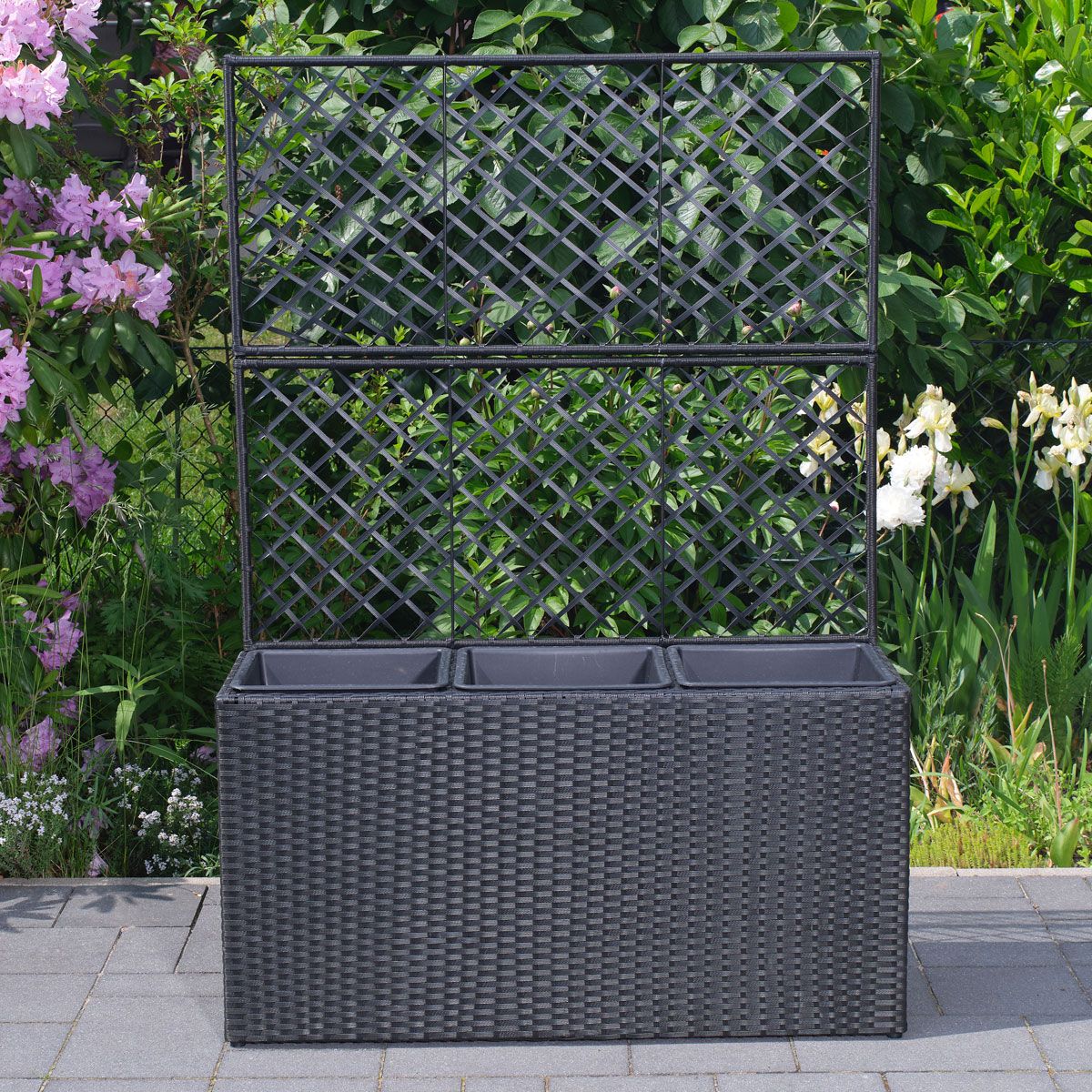 Kwietnik ogrodowy Pulazy 120x84 cm czarny technorattan