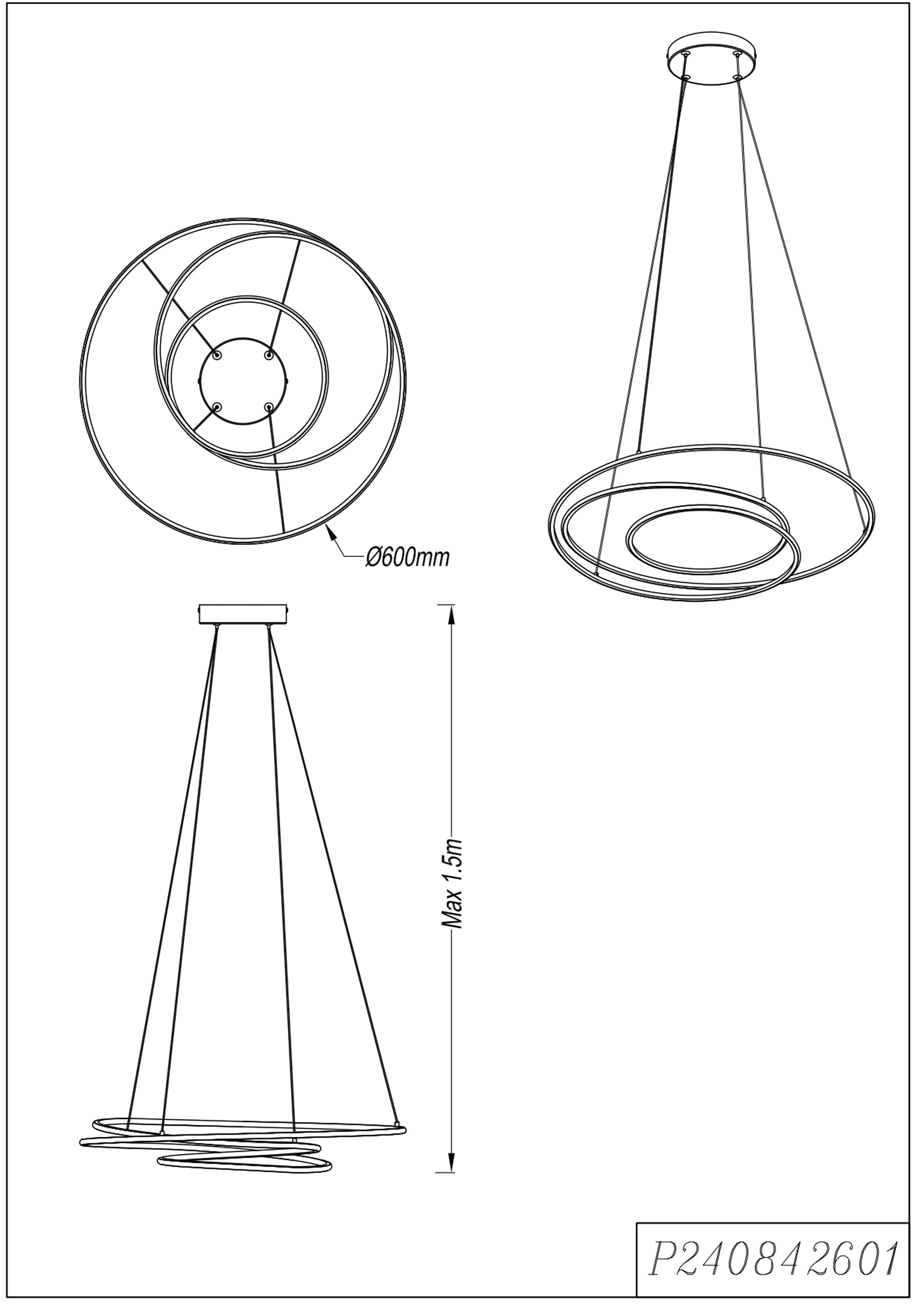 Lampa wisząca Zephyra czarna