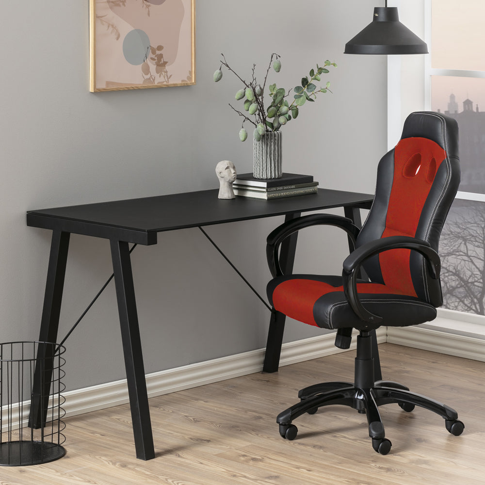 Biurko Badre 125x65 cm czarne ze szklanym blatem