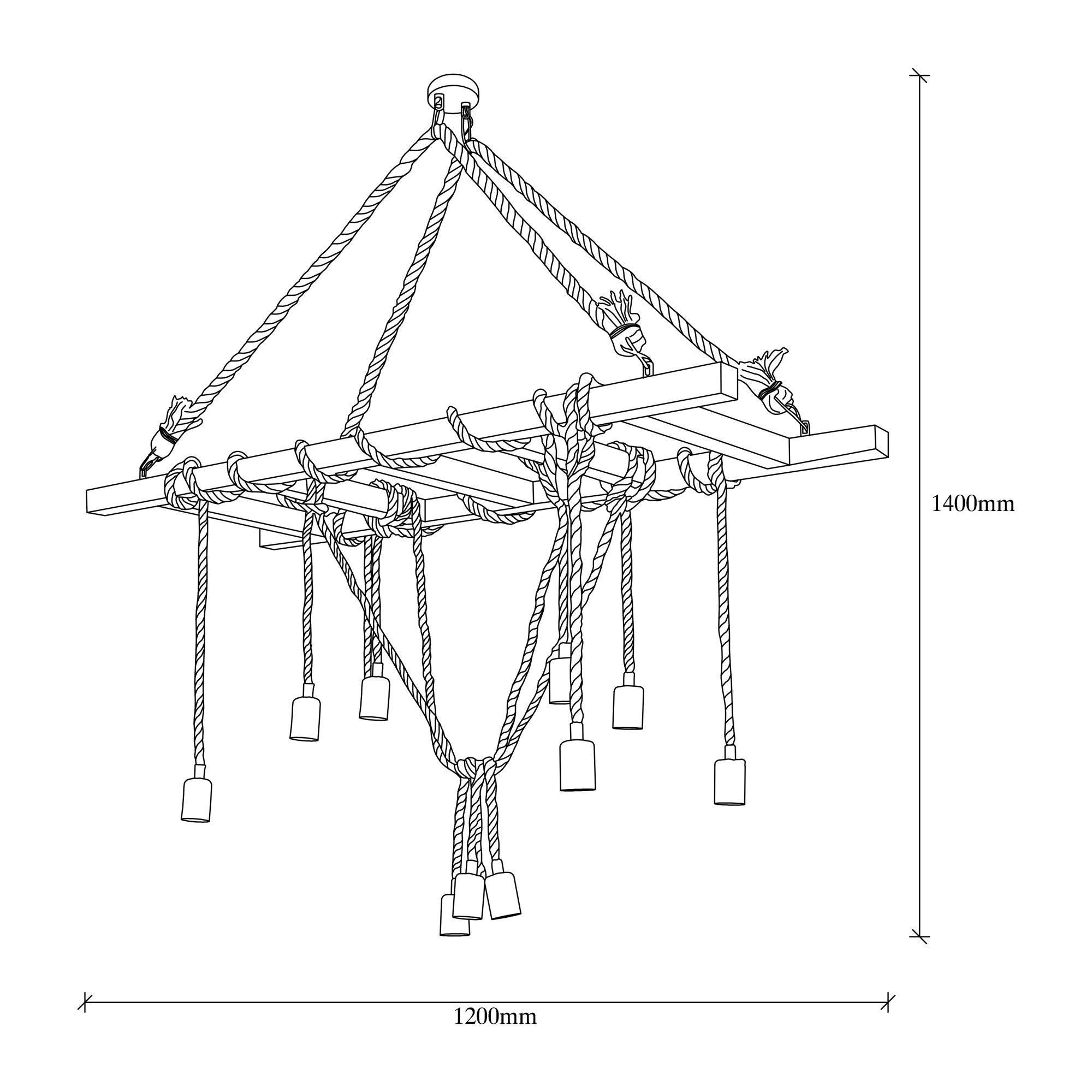 Lampa wisząca Symmett x12 drewniana