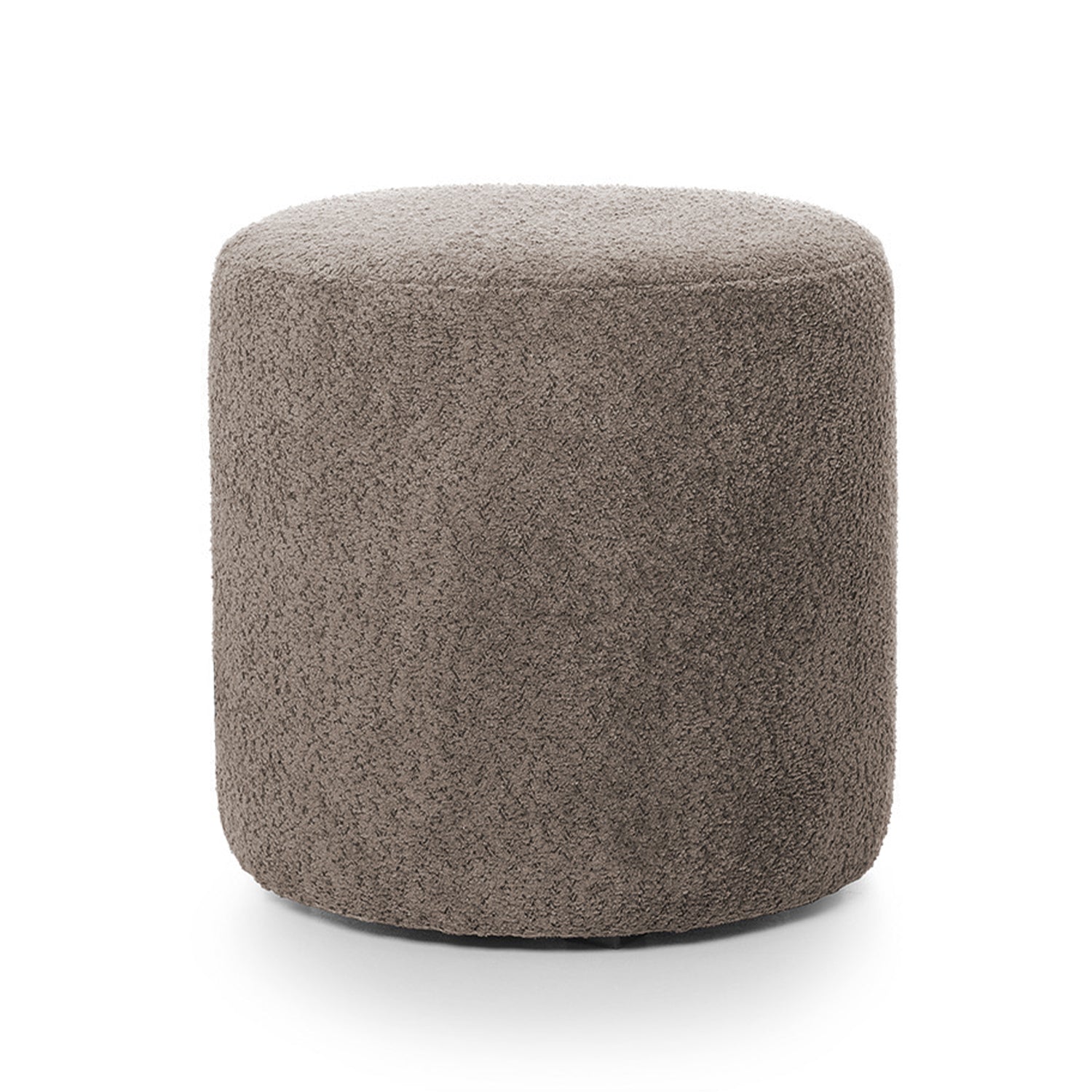 Pufa okrągła Seppio 45 cm szara w tkaninie boucle