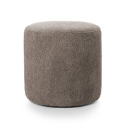 Pufa okrągła Seppio 45 cm szara w tkaninie boucle