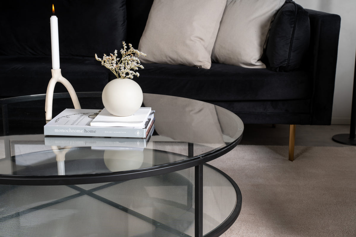 Stolik kawowy Creaster okrągły średnica 100 cm/ szklany blat