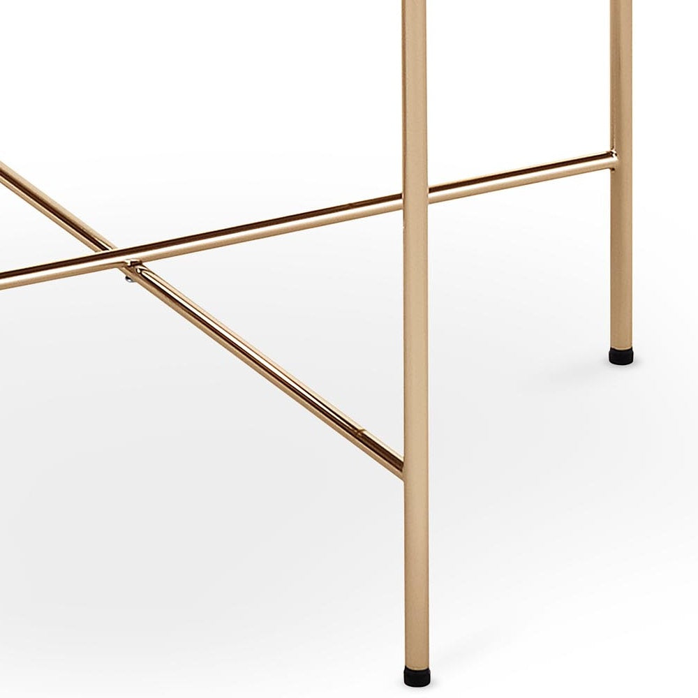 Stolik kawowy Algar o średnicy 60 cm ciemny marmur - złoto