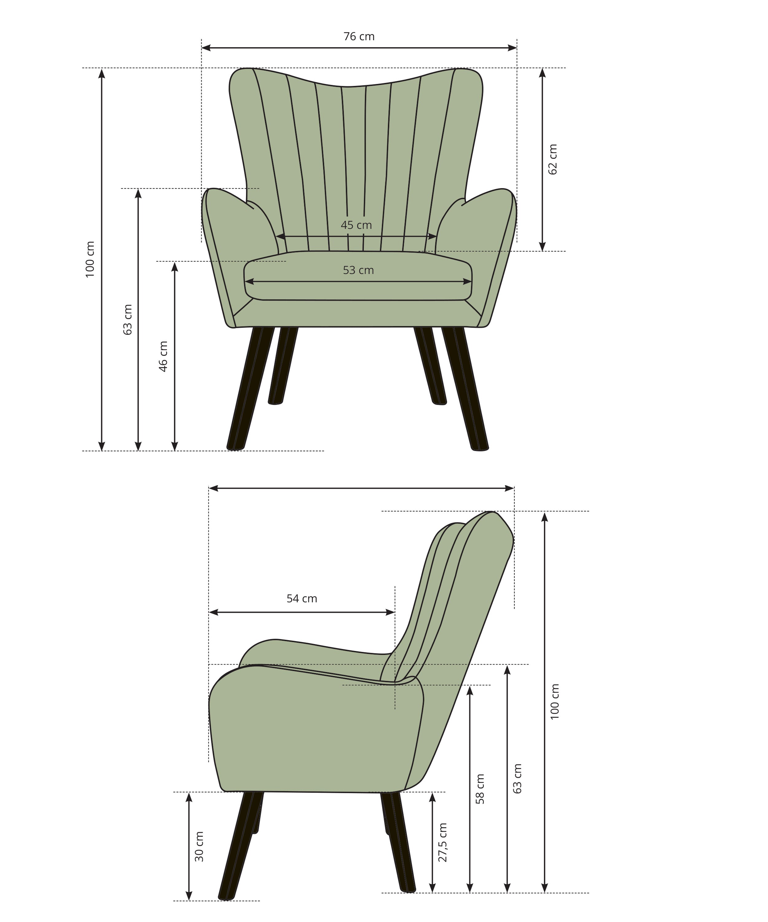 Fotel kubełkowy Lari  grafitowy velvet