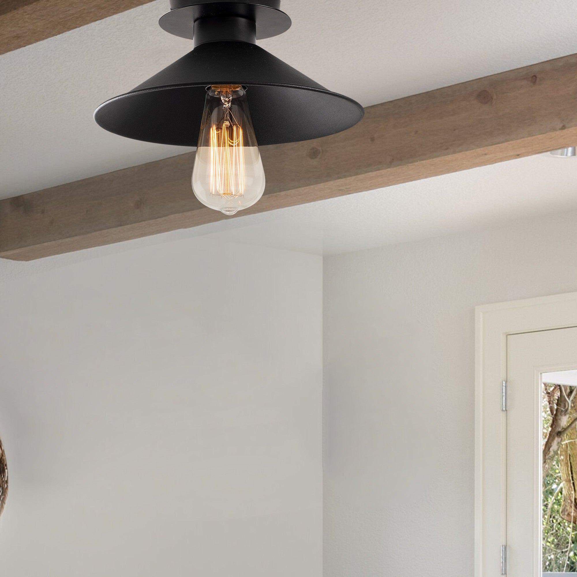 Lampa wisząca Staice kapelusz średnica 24cm czarna