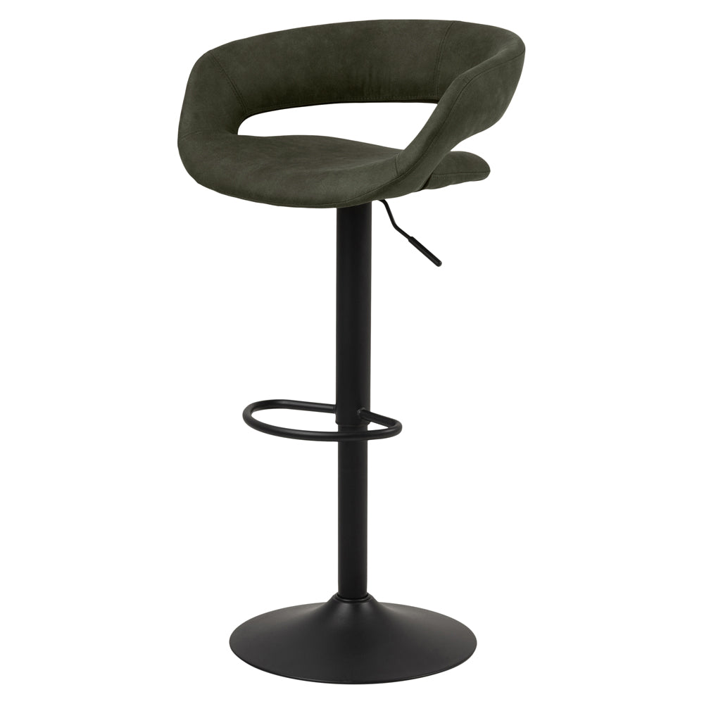 Hoker tapicerowany Hannah oliwkowy na czarnej nodze