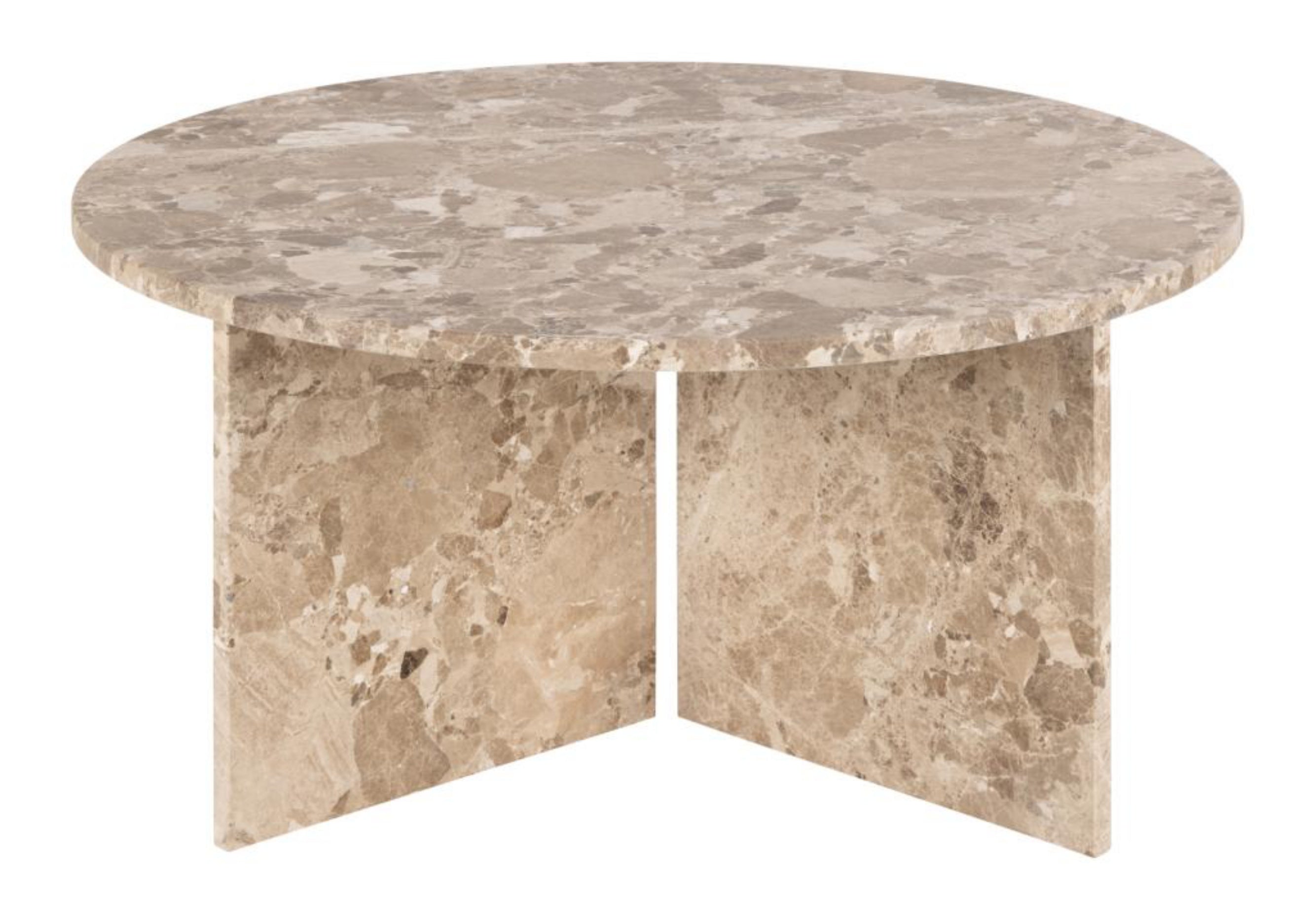 Stolik kawowy Tionizes okrągły blat 90x90 cm beżowy marmur