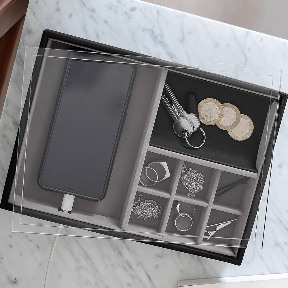Organizer na biżuterię Pebble Valet With Clear Acrylic czarny