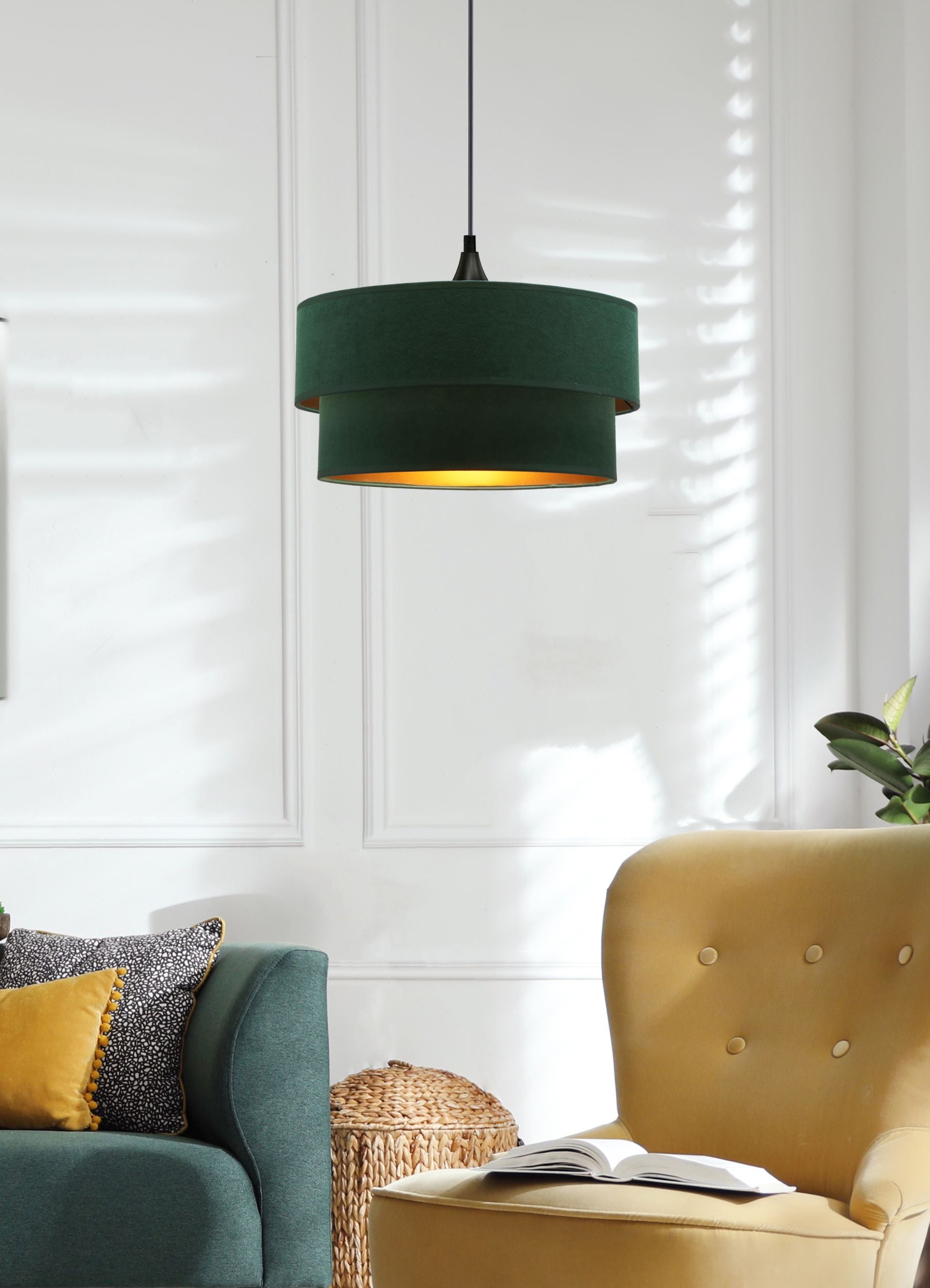Lampa wisząca Scopello średnica 35 cm butelkowa zieleń
