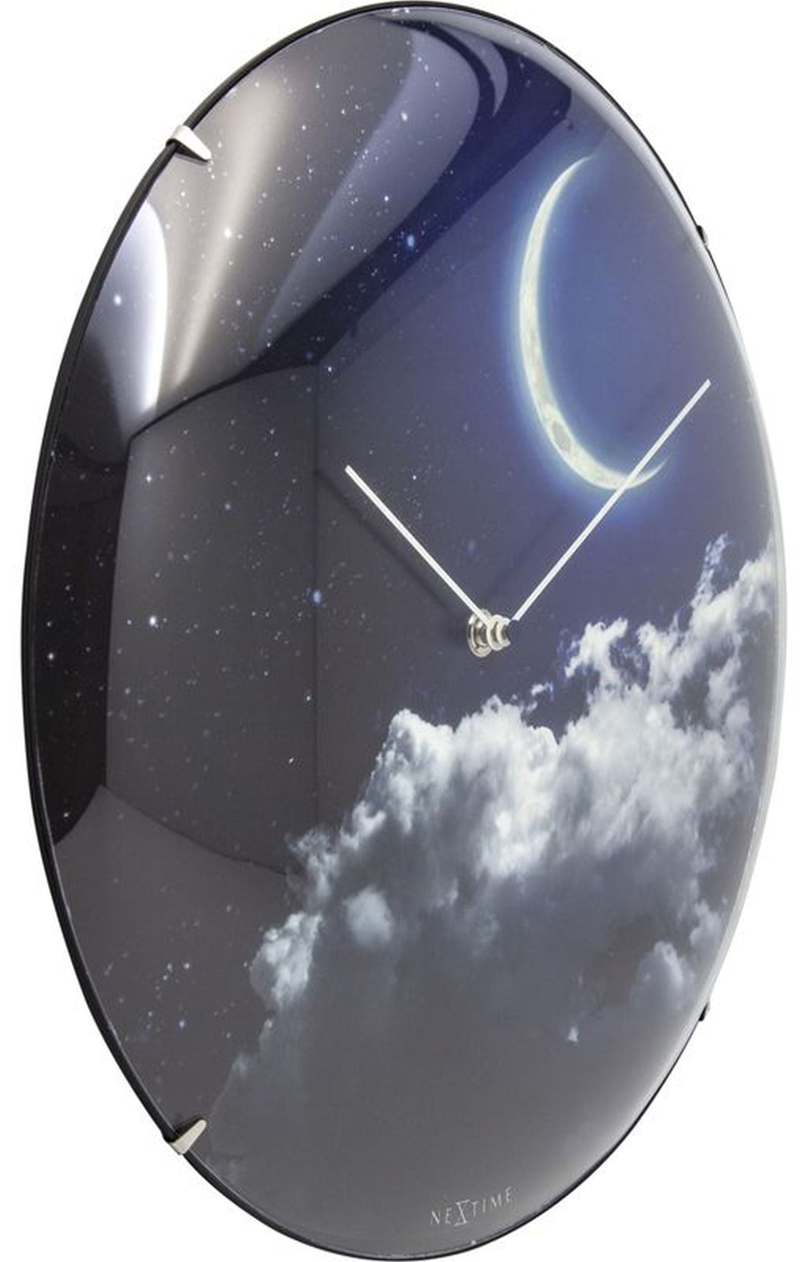 Zegar ścienny New Moon Dome średnica 35 cm niebieski fluorescencyjny