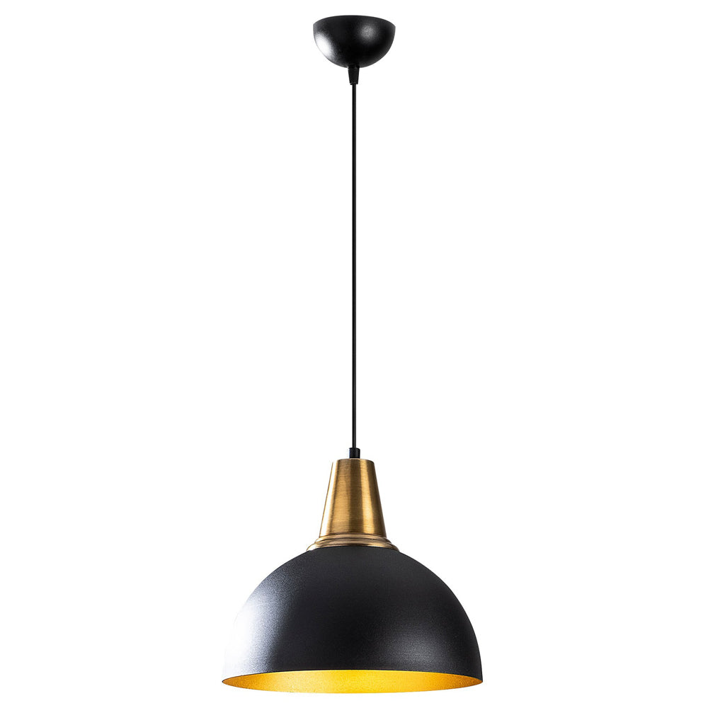 Lampa wisząca Theyro ze złotym trzonkiem średnica 30 cm czarna