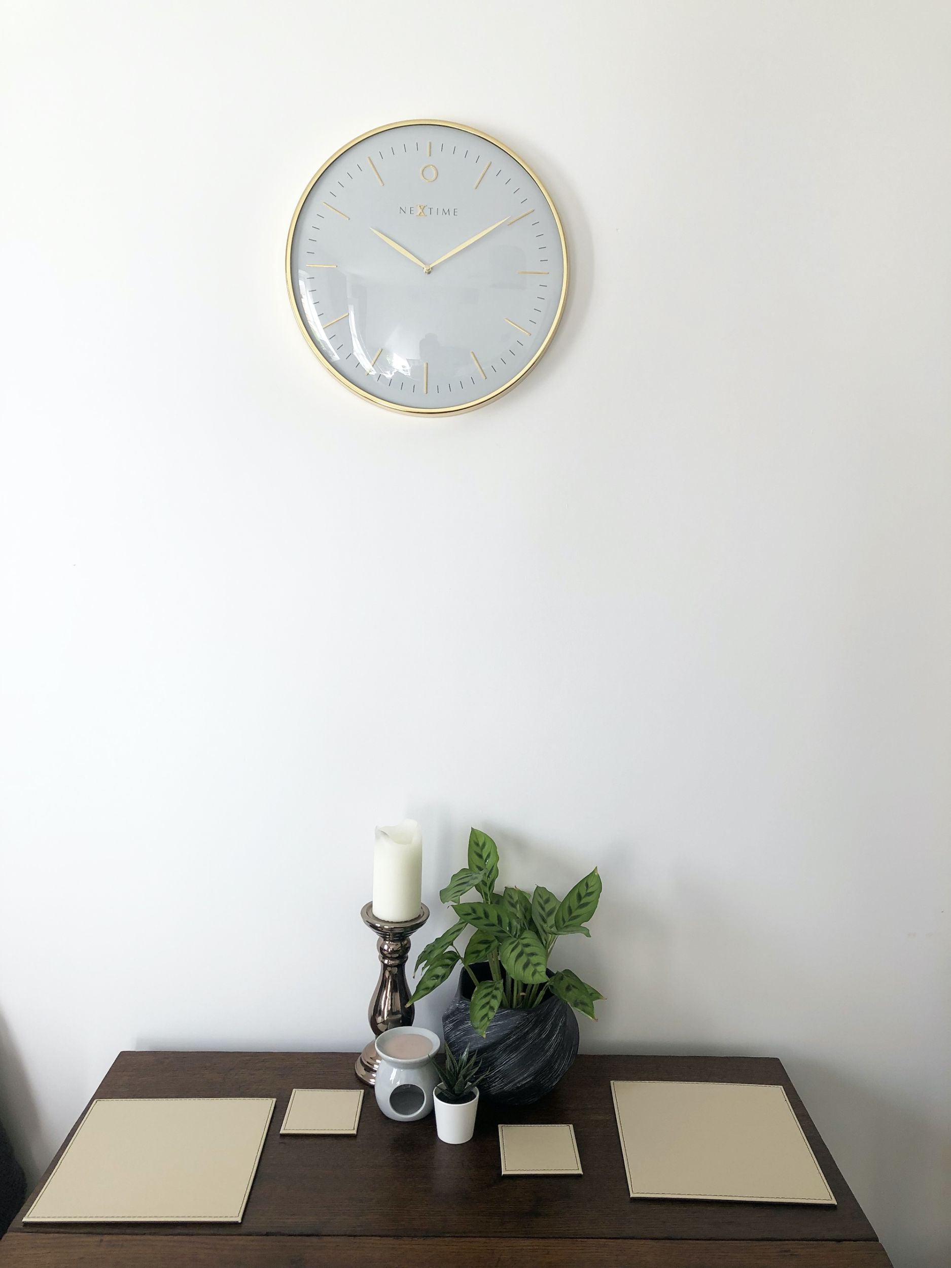Zegar ścienny Glamour 40 cm biało-złoty
