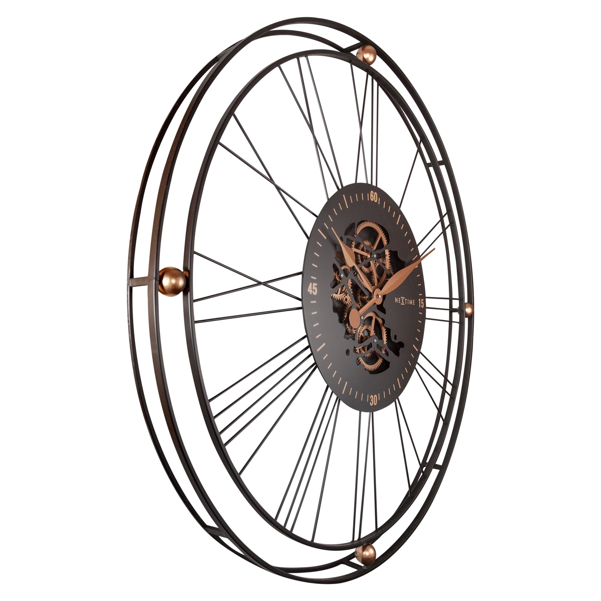 Zegar ścienny Roman Gear 90 cm czarno-złoty