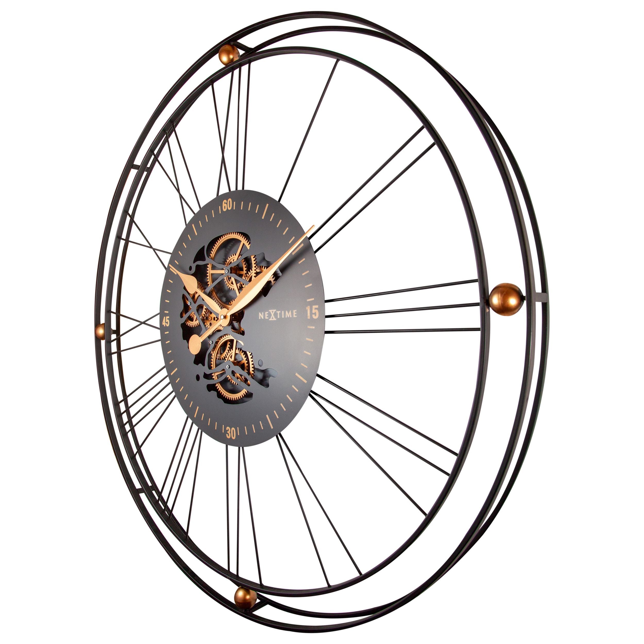 Zegar ścienny Roman Gear 90 cm czarno-złoty