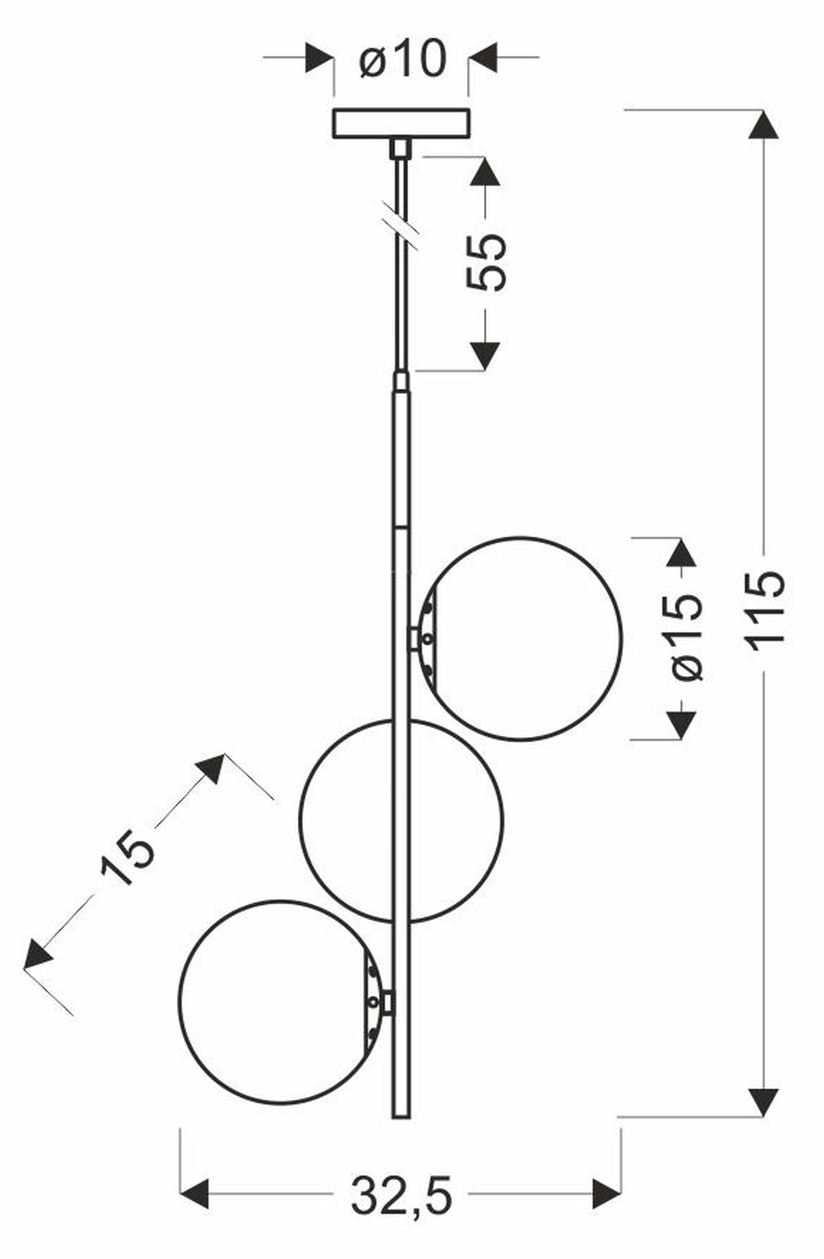 Lampa wisząca Duo x3 czarno-złota z białymi kloszami