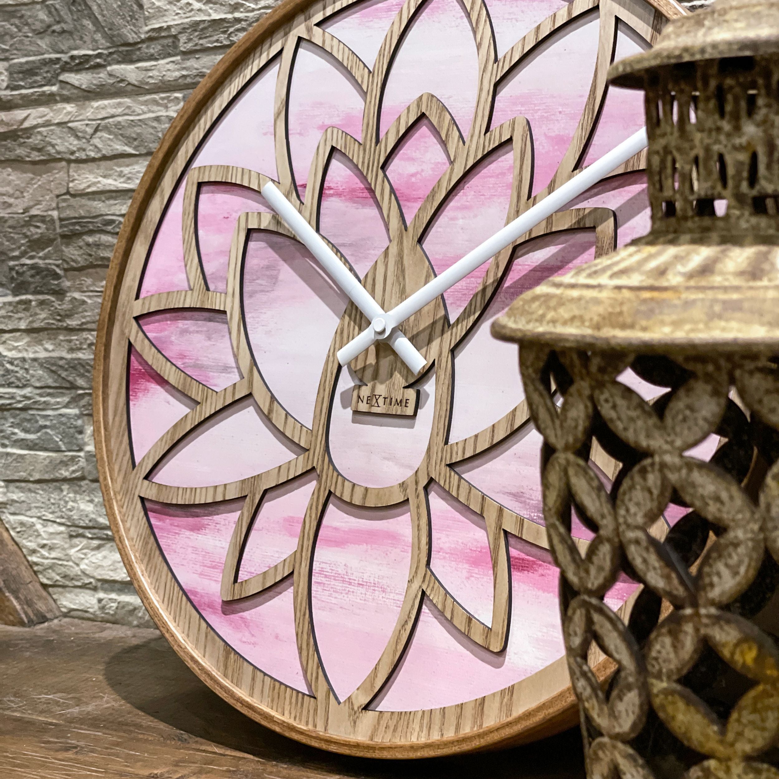 Zegar ścienny Lotus 40 cm różowo-brązowy