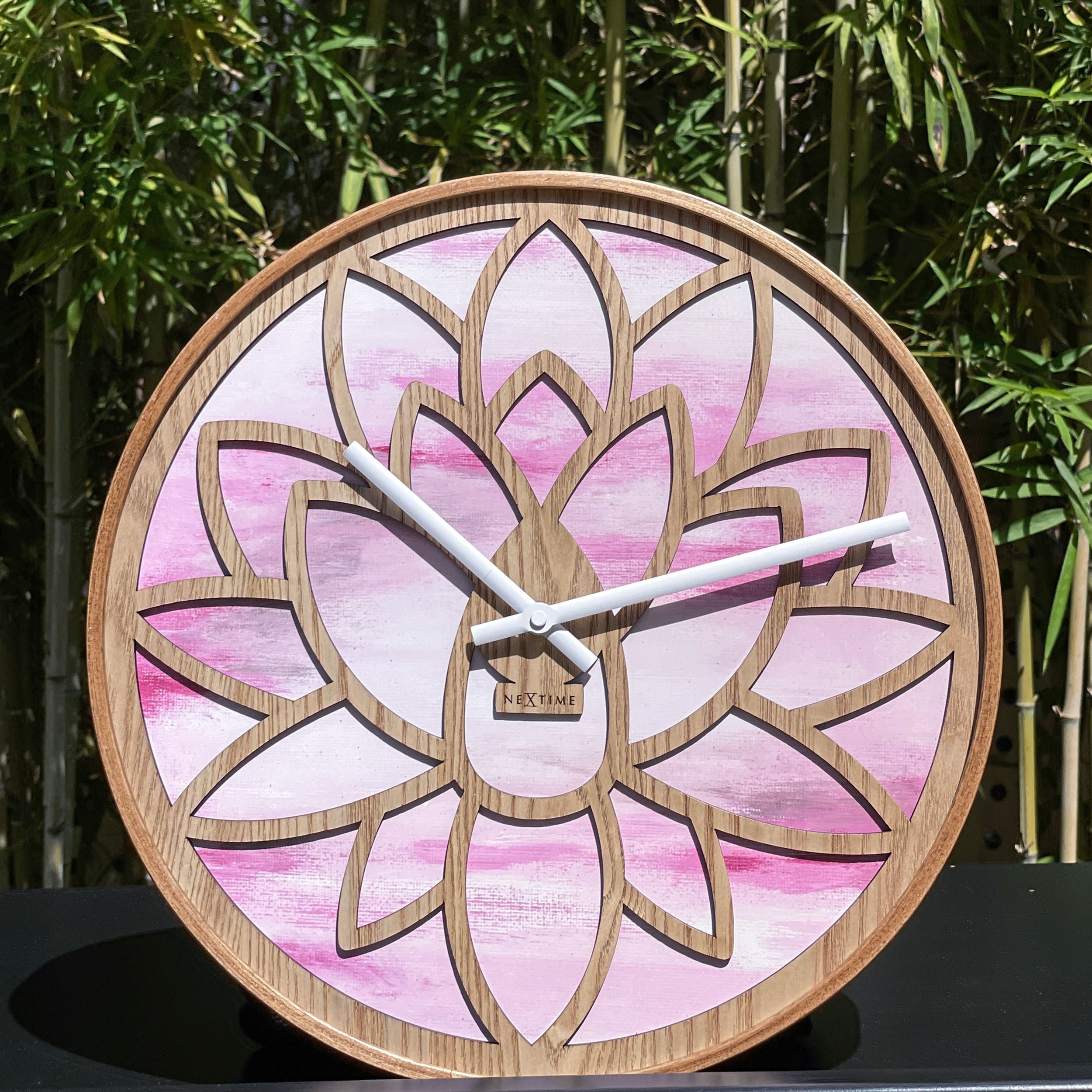 Zegar ścienny Lotus 40 cm różowo-brązowy
