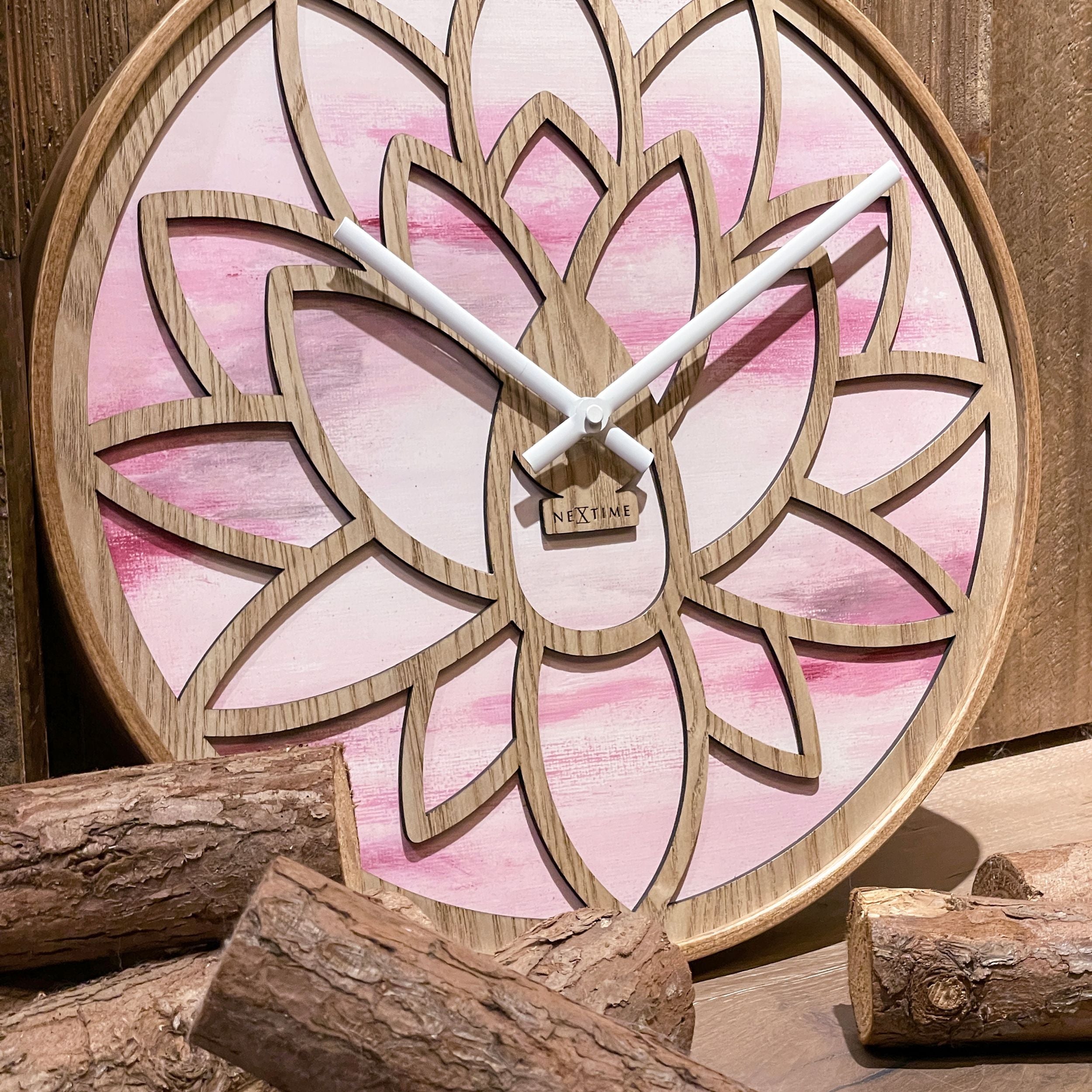 Zegar ścienny Lotus 40 cm różowo-brązowy