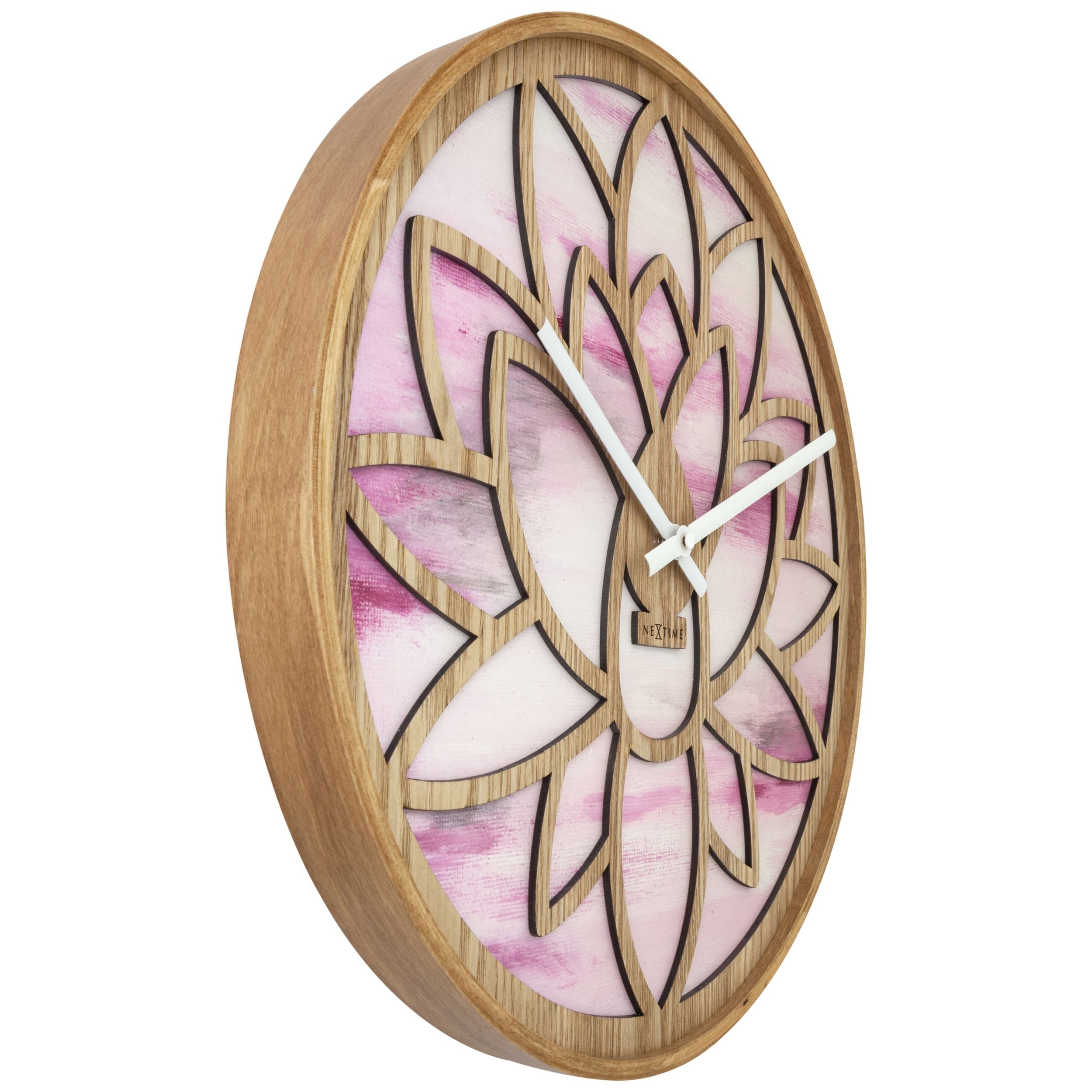 Zegar ścienny Lotus 40 cm różowo-brązowy