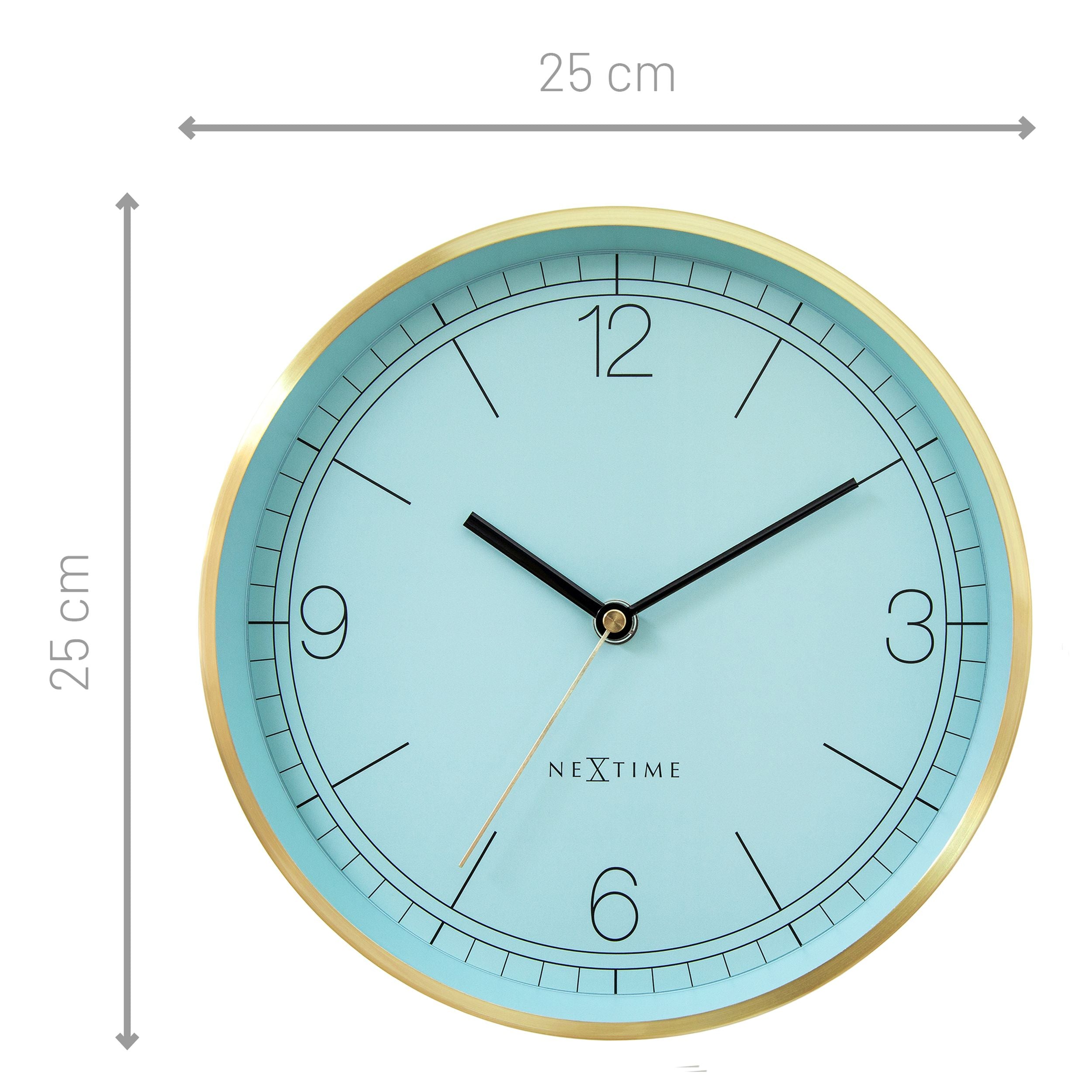 Zegar ścienny Bolero 25 cm turkusowo-złoty