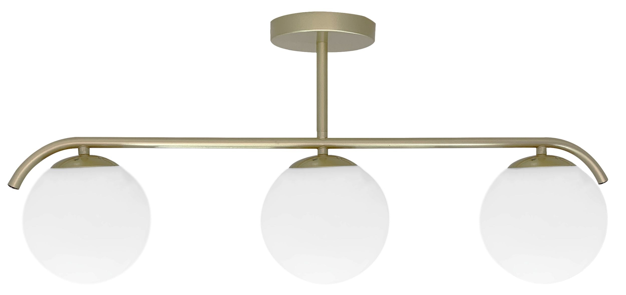 Lampa wisząca Amadeo x3 mosiężna z białymi kloszami