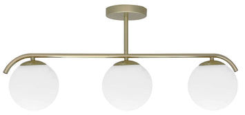 Lampa wisząca Amadeo x3 mosiężna z białymi kloszami