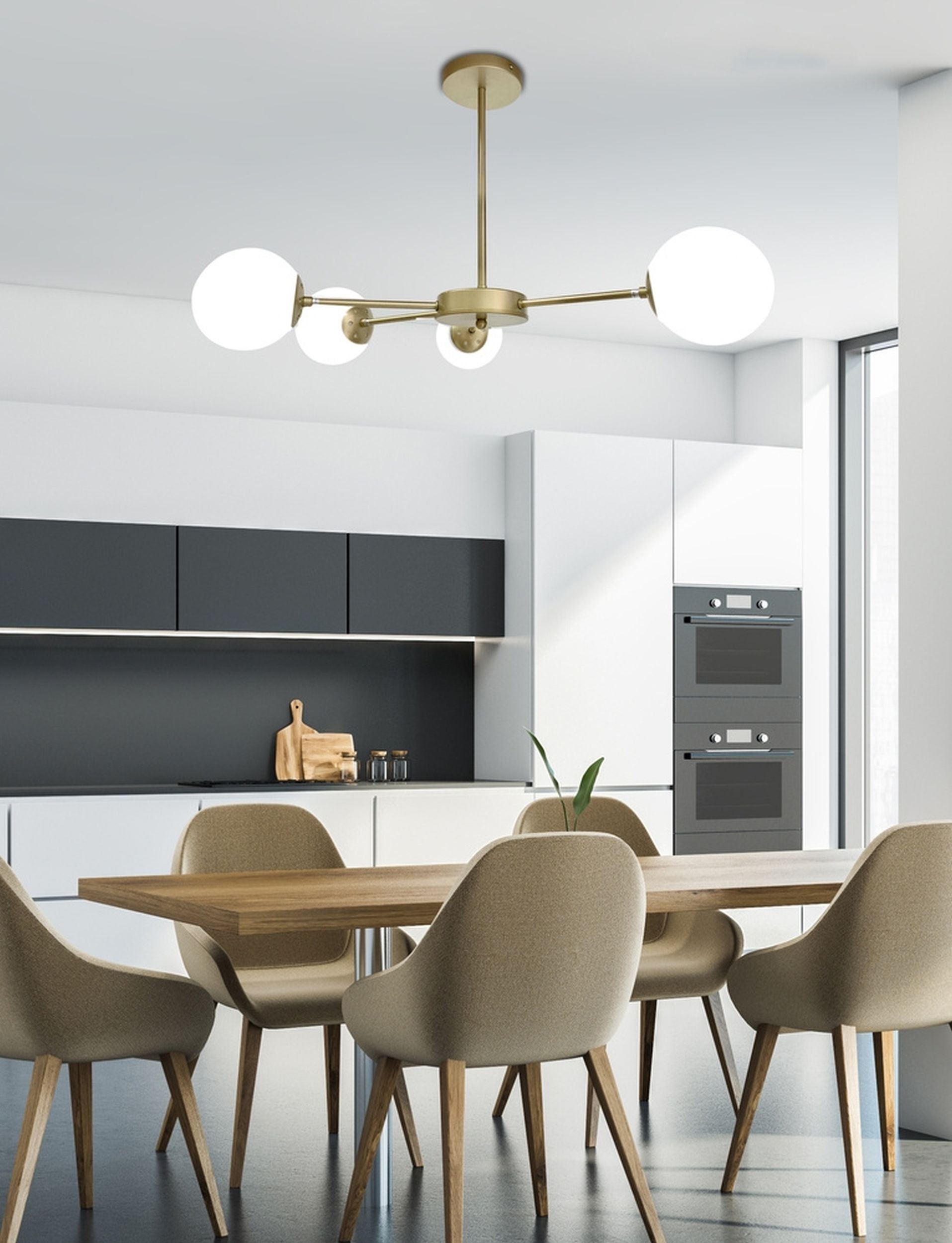 Lampa wisząca Mati x4 złota z białymi kloszami