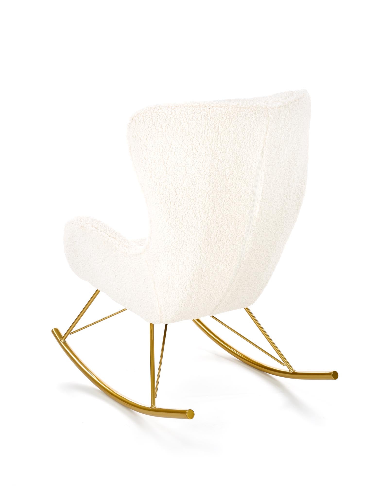 Fotel bujany Fortiller tkanina bouclé - złota podstawa