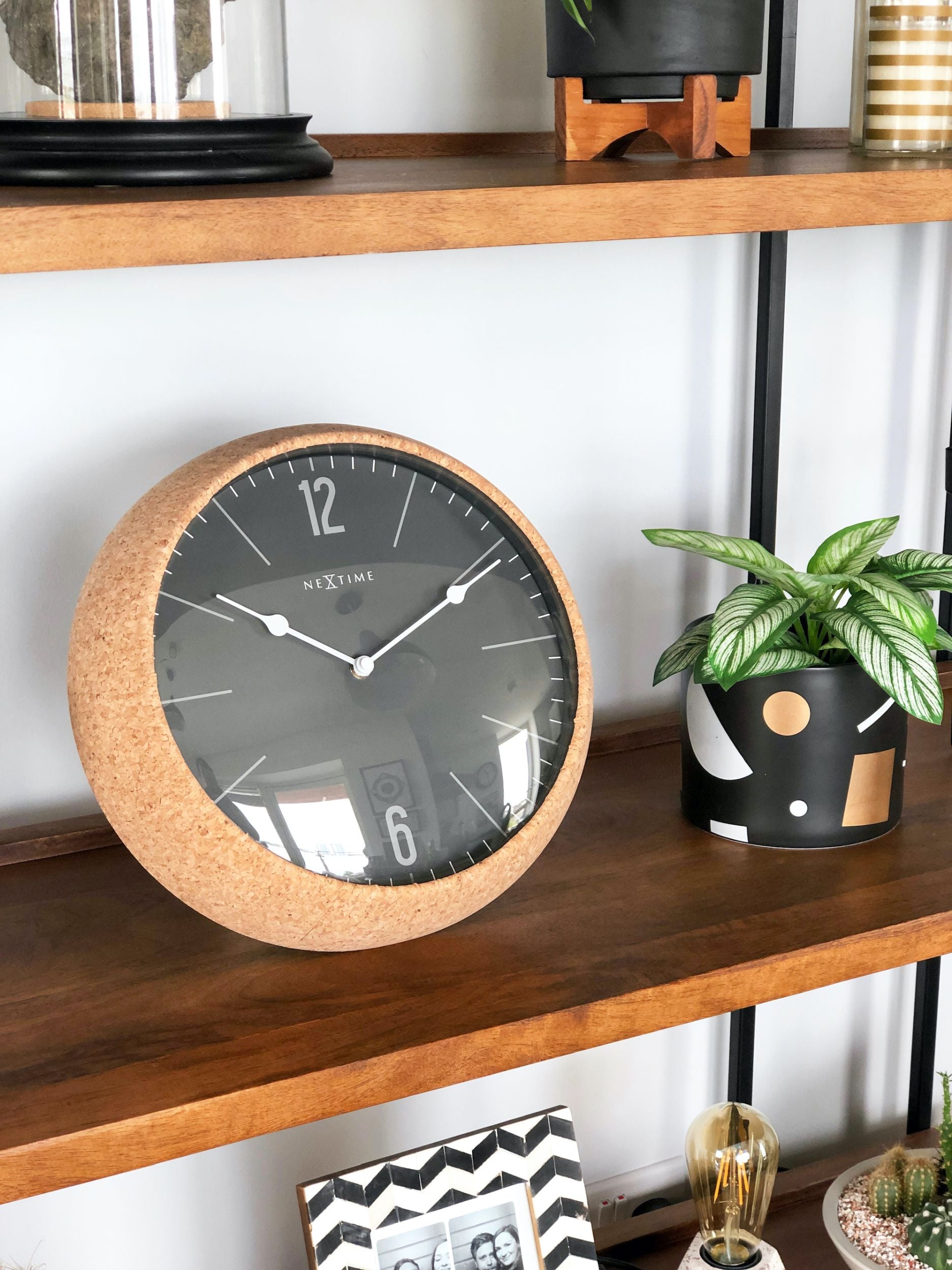 Zegar ścienny Cork 30 cm czarno-brązowy