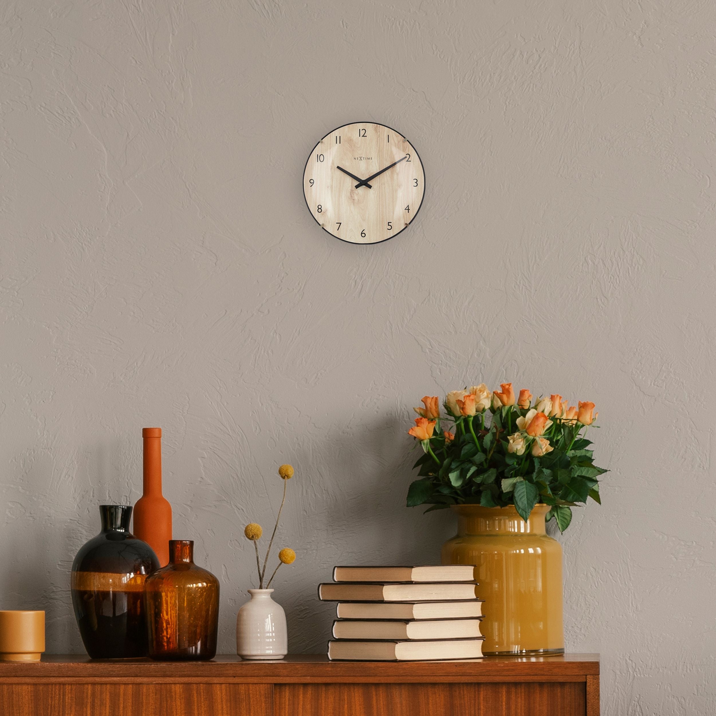 Zegar ścienny Edge Wood 20 cm jasnobrązowy
