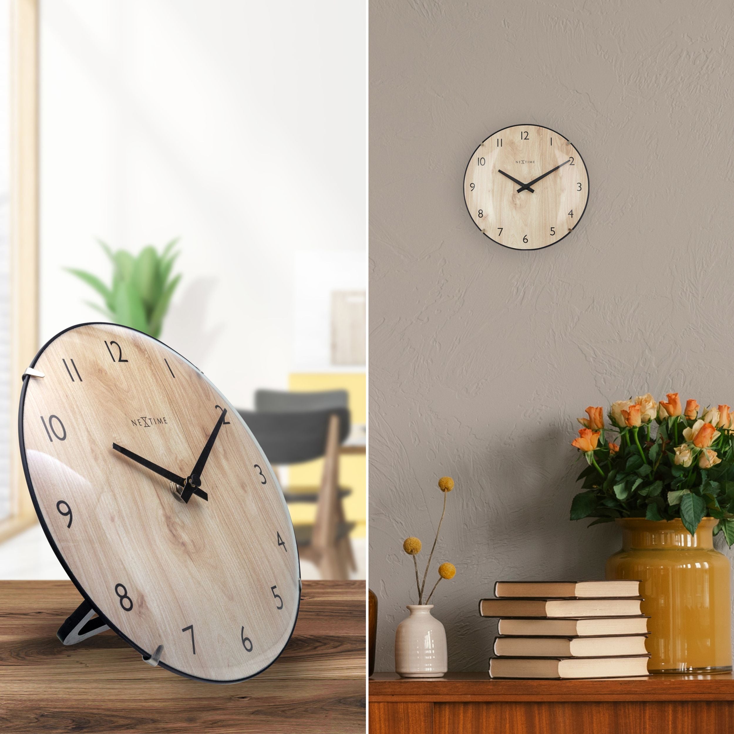 Zegar ścienny Edge Wood 20 cm jasnobrązowy