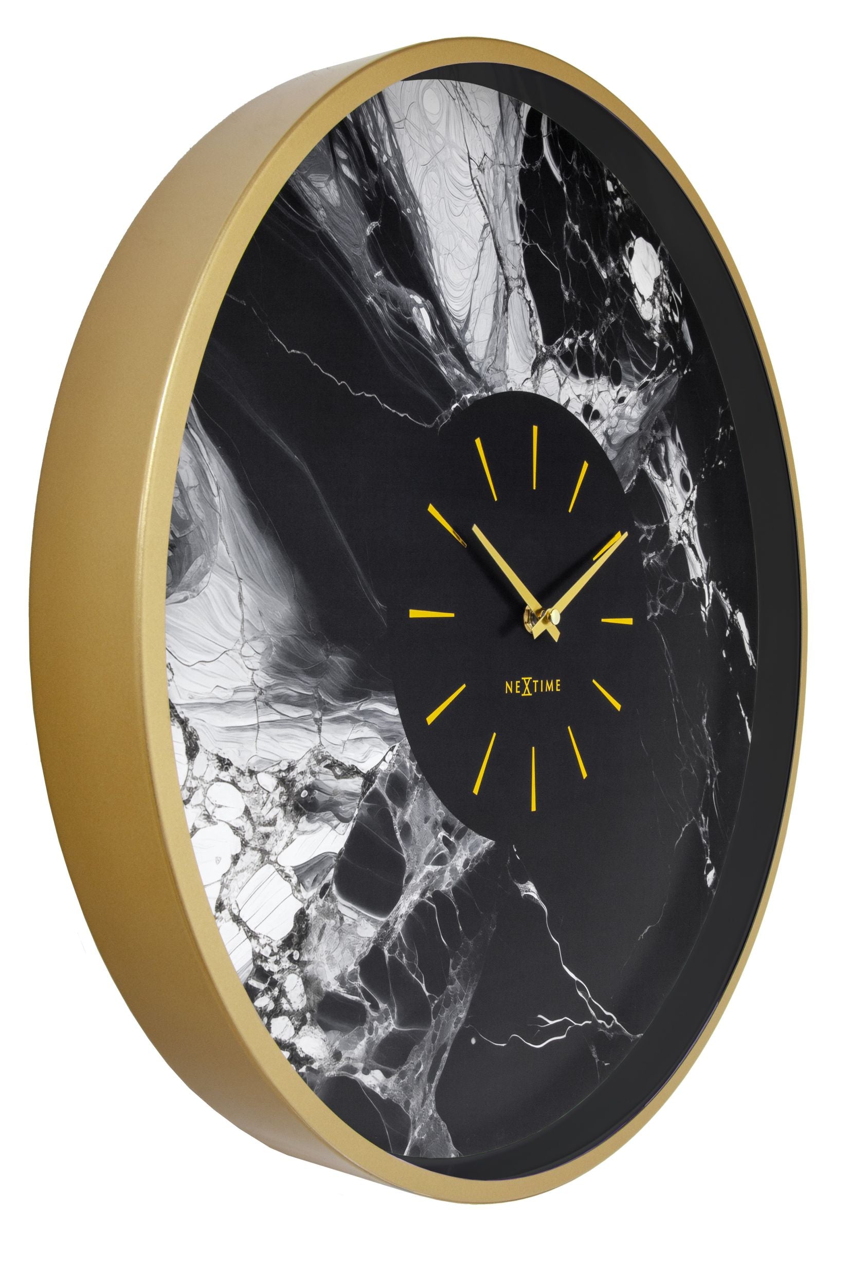 Zegar ścienny Marble 48 cm czarno-złoty