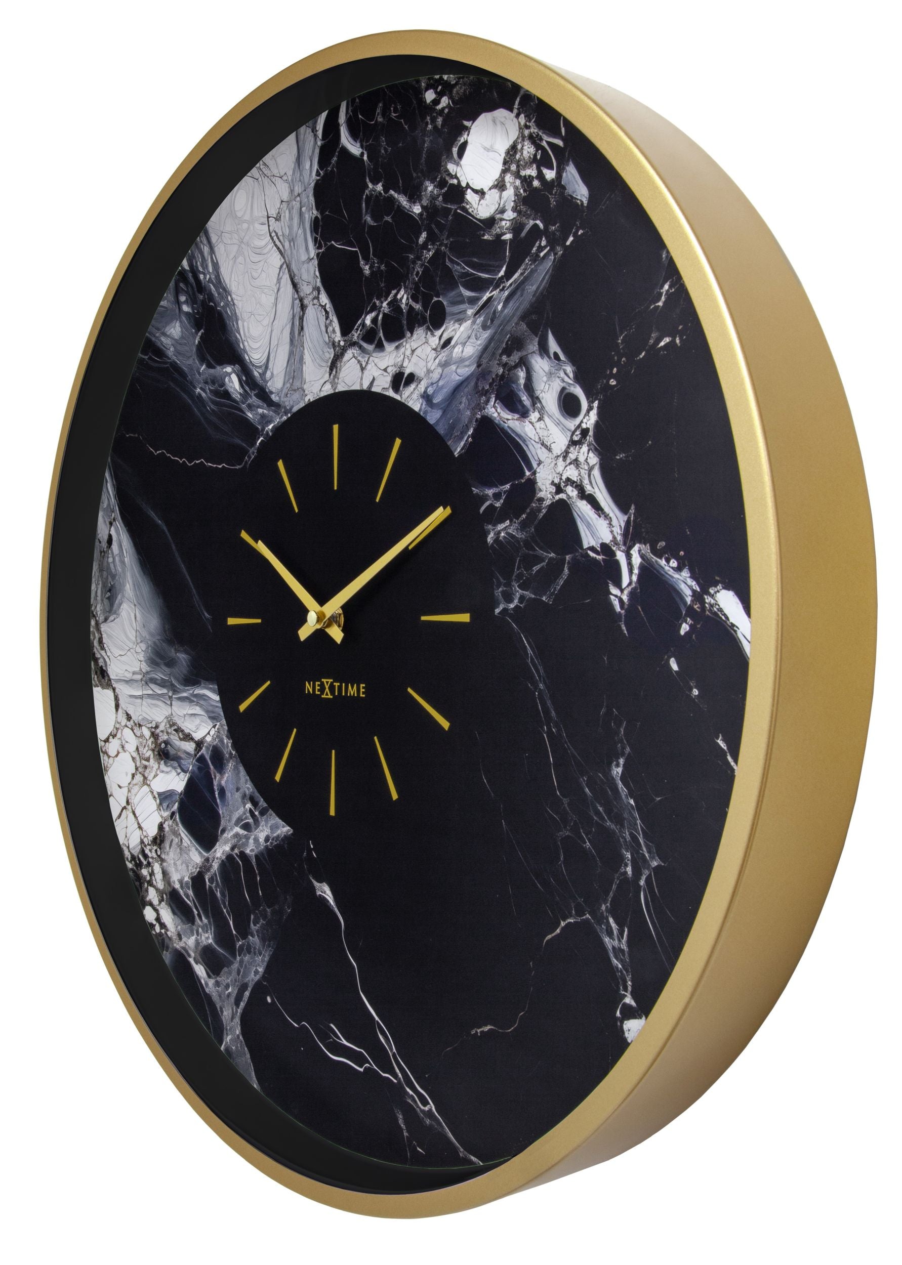Zegar ścienny Marble 48 cm czarno-złoty
